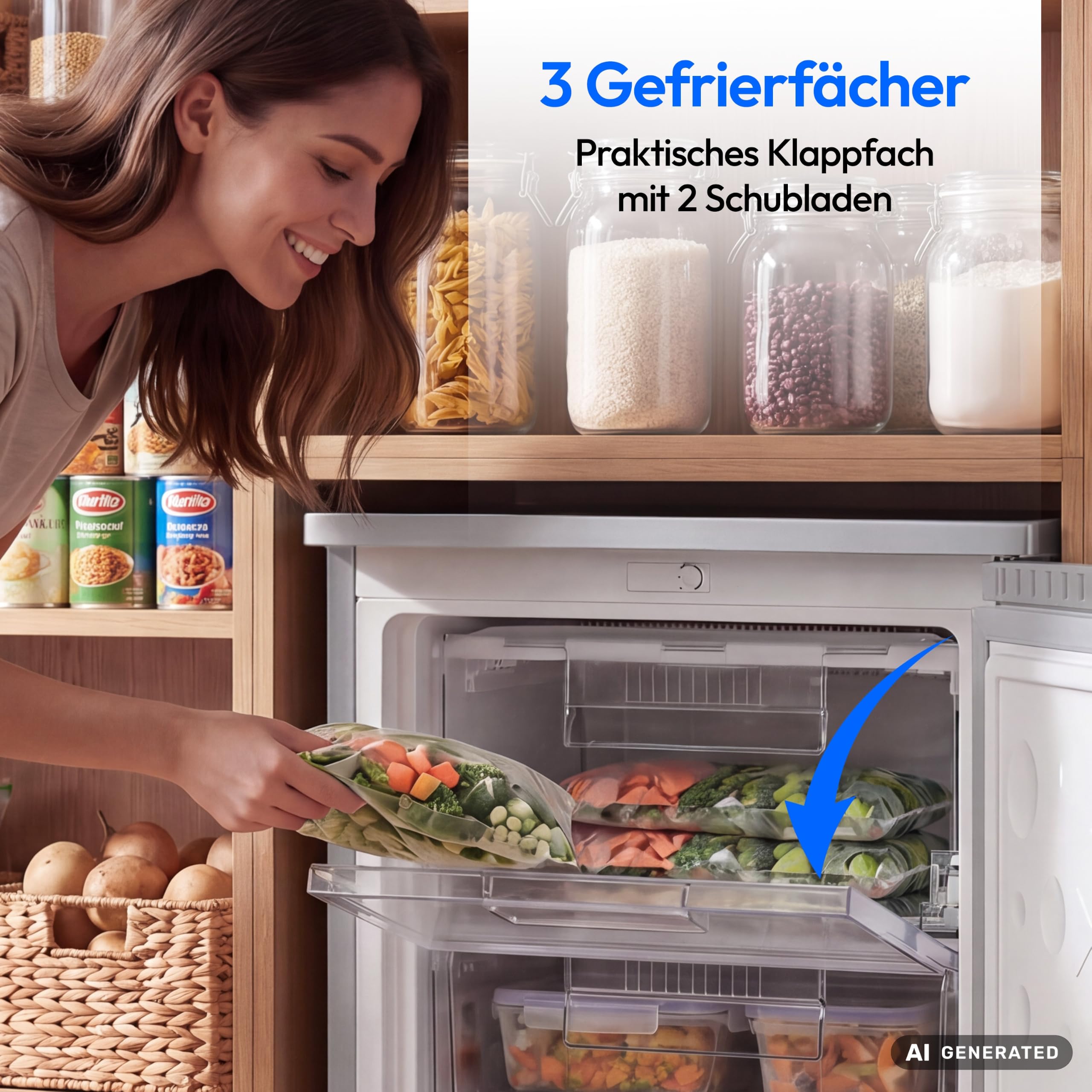 MEDION Gefrierschrank 85 Liter, 3 Türfächer - MD370018 - silber
