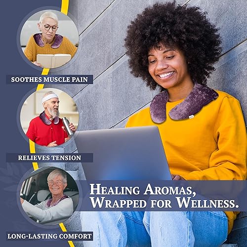 Miniatura 5 de Kozi Envoltura de cuello ponderada para microondas  Almohada térmica para el cuello de aromaterapia a base de hierbas  Almohadilla térmica para el