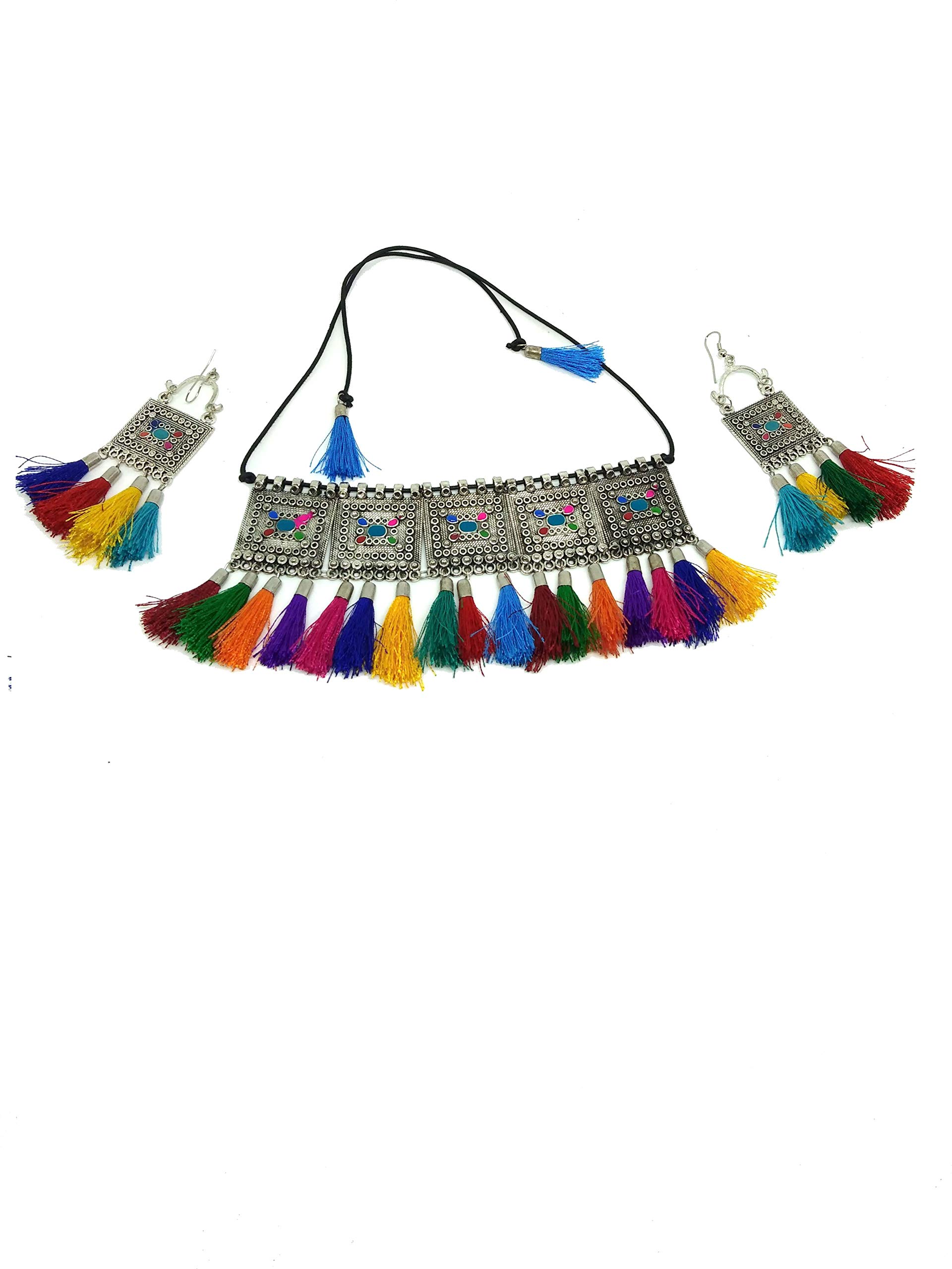 Total Fashion Oxidised German Silver and Earrings And Choker Necklace Set for Women Girls (Multicolor) (B07JGHTCVV) Amazon Price History, Amazon Price Tracker