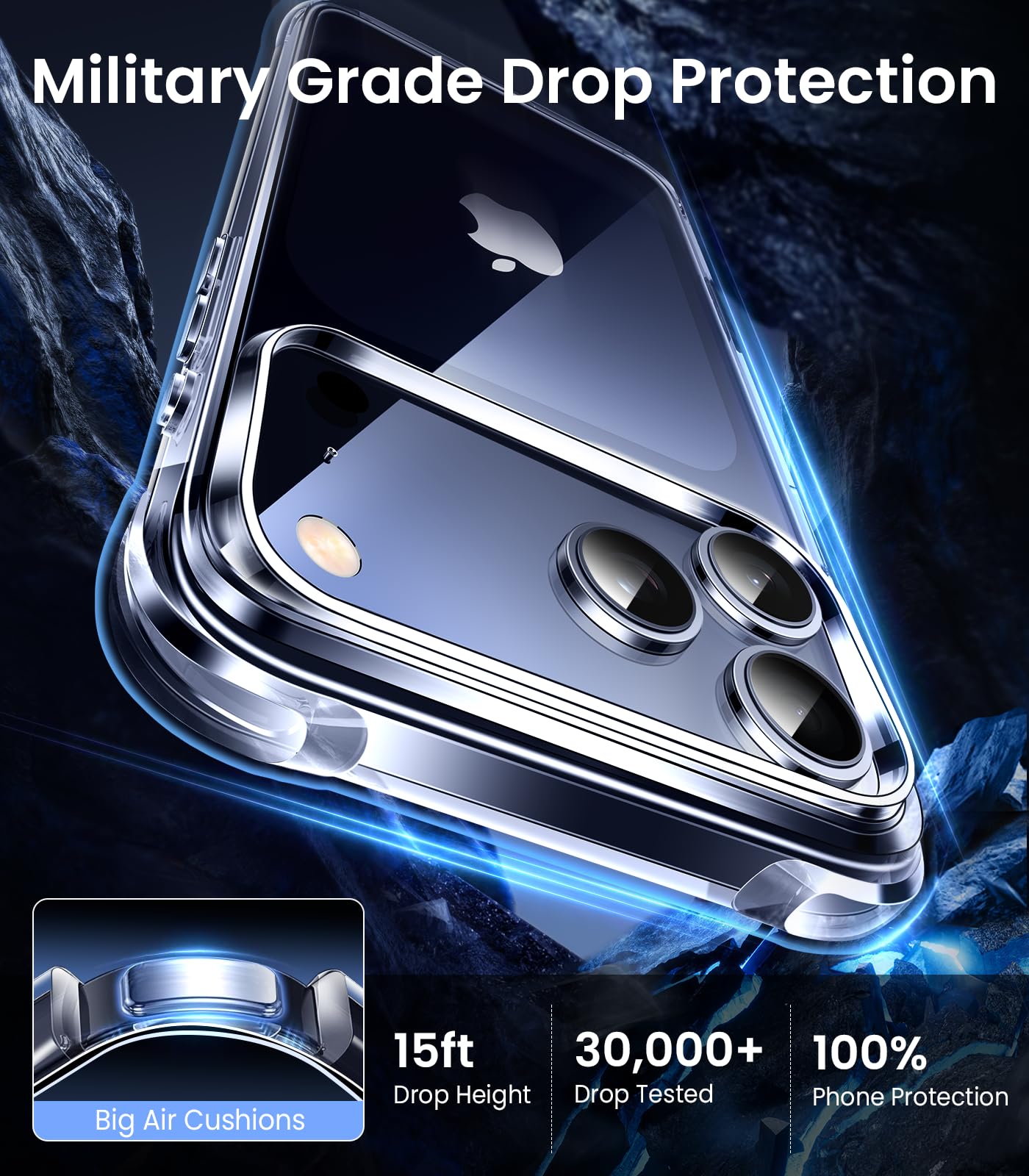 Mkeke Compatible with iPhone 17 Pro Case Clear [Not-Yellowing] [Military-Grade Drop Protection] Shockproof Protective Phone Bumper for Apple 6.3 inch 2025