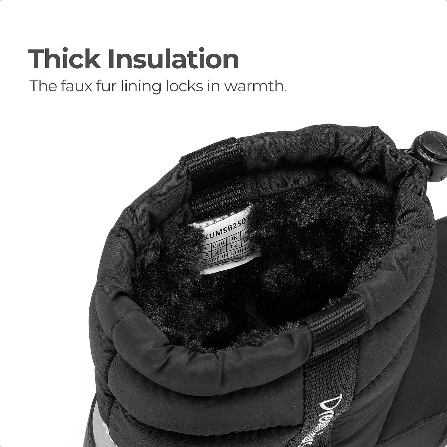 DREAM PAIRS Boys Girls Winter Snow Boots Slip Resistant Outdoor Cold Weather Boots with Faux Fur Lining