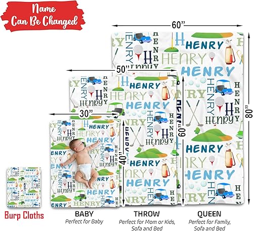 Miniatura 9 de Manta de golf personalizada para bebé, manta deportiva para bebé niño con nombre, manta de bebé con monograma