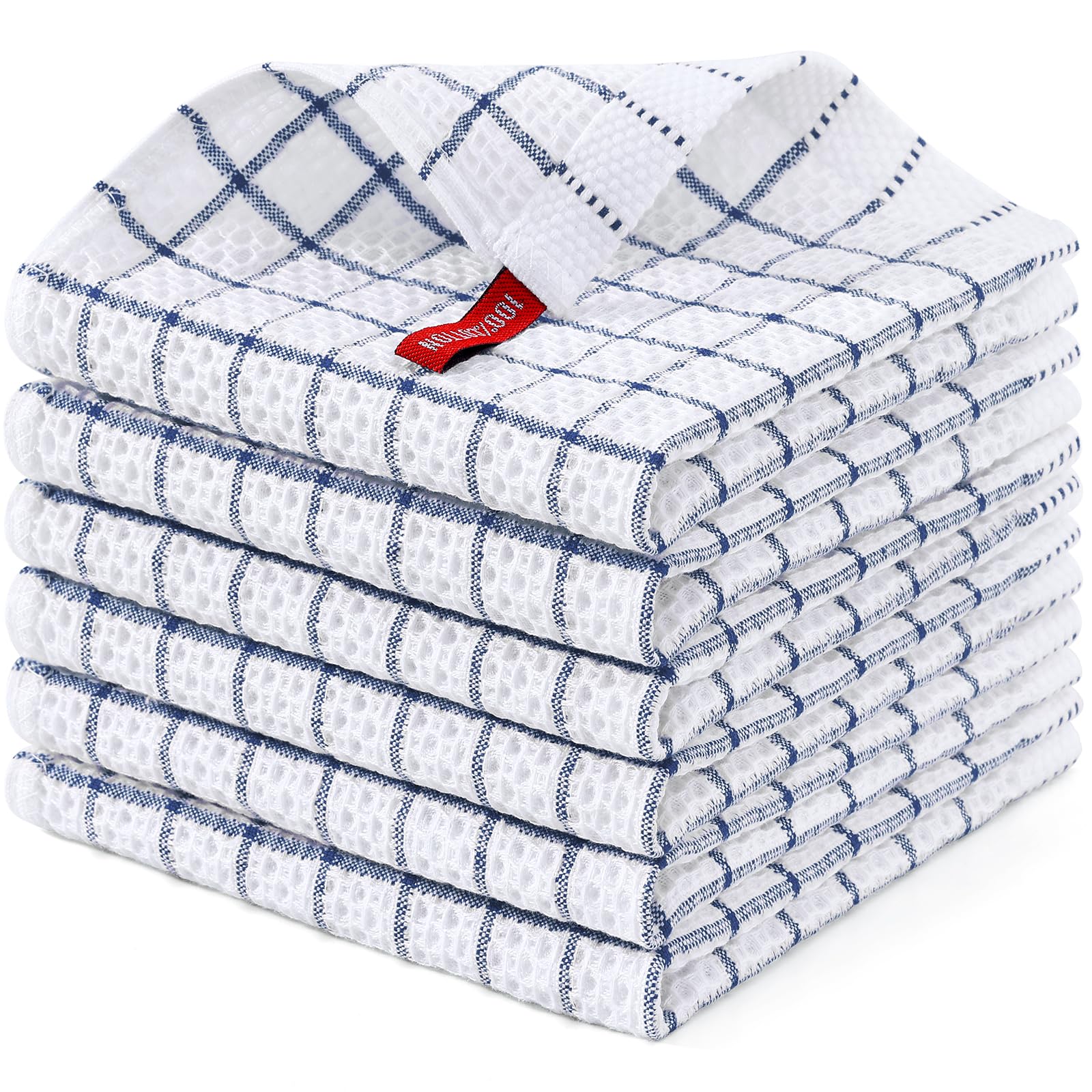 Torchons de cuisine gaufrés 100% coton bleu marine lot de 6 essuie-mains Homaxy