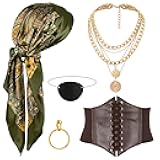 CICOCI Men Pirate Costume Accessories Set for Women Pirate Hat Head Scarf Corset Belt Dress Accessories