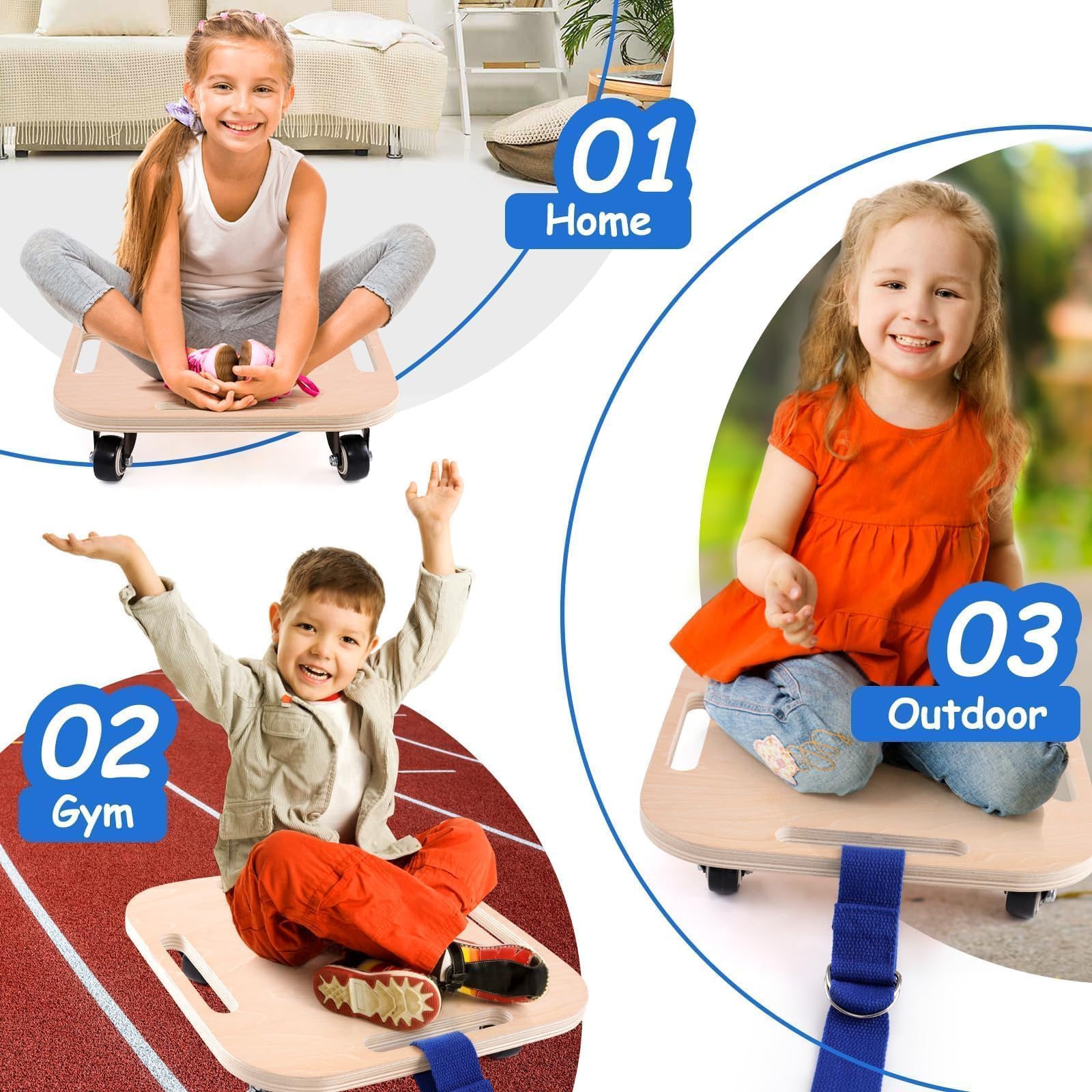 Deska na kółkach Balance Board dla dzieci, do sportów dziecięcych od 3 lat, do wspierania równowagi, motoryki i koordynacji, deskorolka z uchwytami i kółkami kierunkowymi