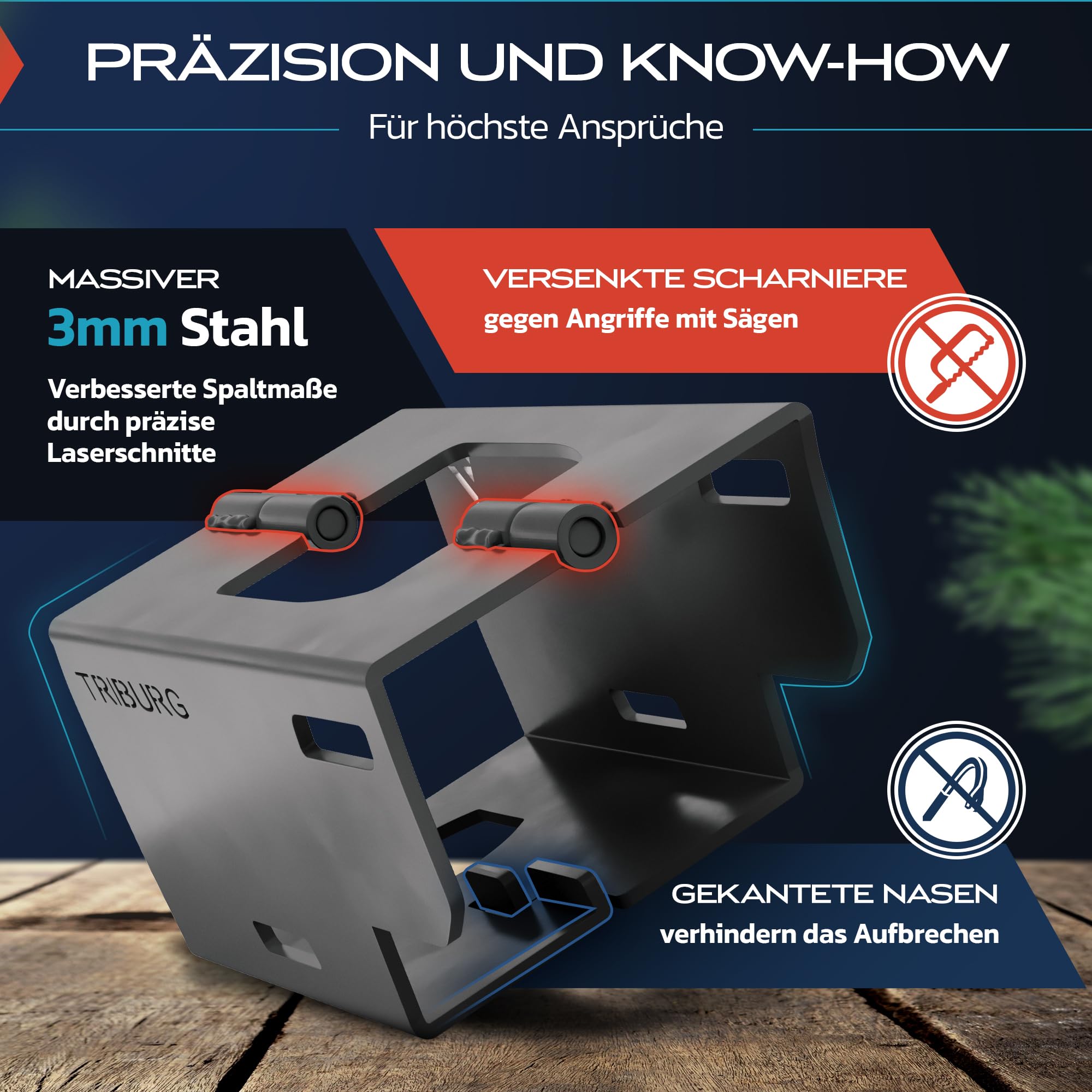 TRIBURG Anhängerschloss inkl. Rundschloss [Versicherungskonform] - Robuste Sicherung für an- und abgekuppelten Anhänger - Deichselschloss [Verzinkt I Pulverbeschichtet] + GRATIS AHK Schutzkappe