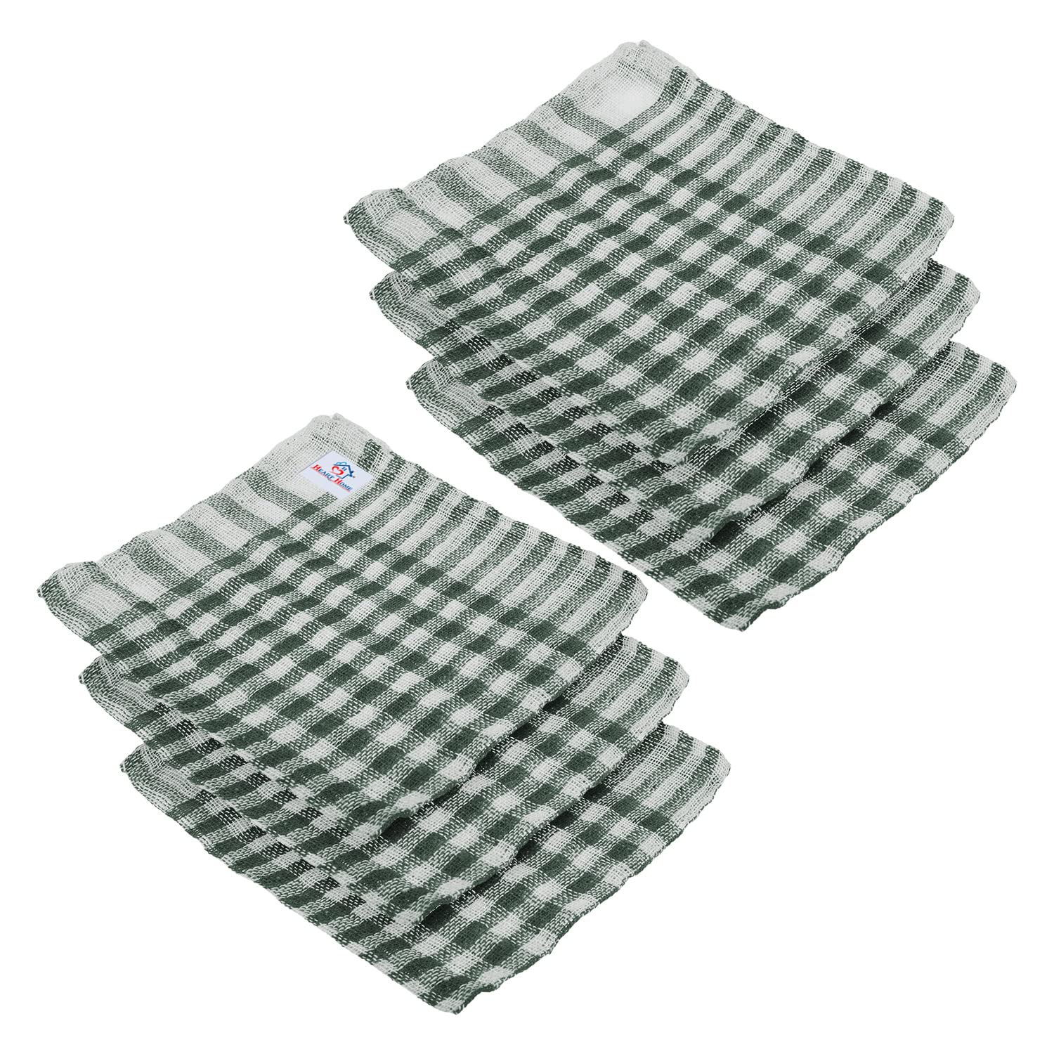 Heart Home Duster | Wet Dry Cleaning Napkin | Cotton Kitchen Duster | 300 GSM Kitchen Cleaning Clothes | Pocha For Kitchen | Car | Desk | Fan | Set of 6 | 101 | Green (B0BZ7RTP8B) Amazon Price History, Amazon Price Tracker