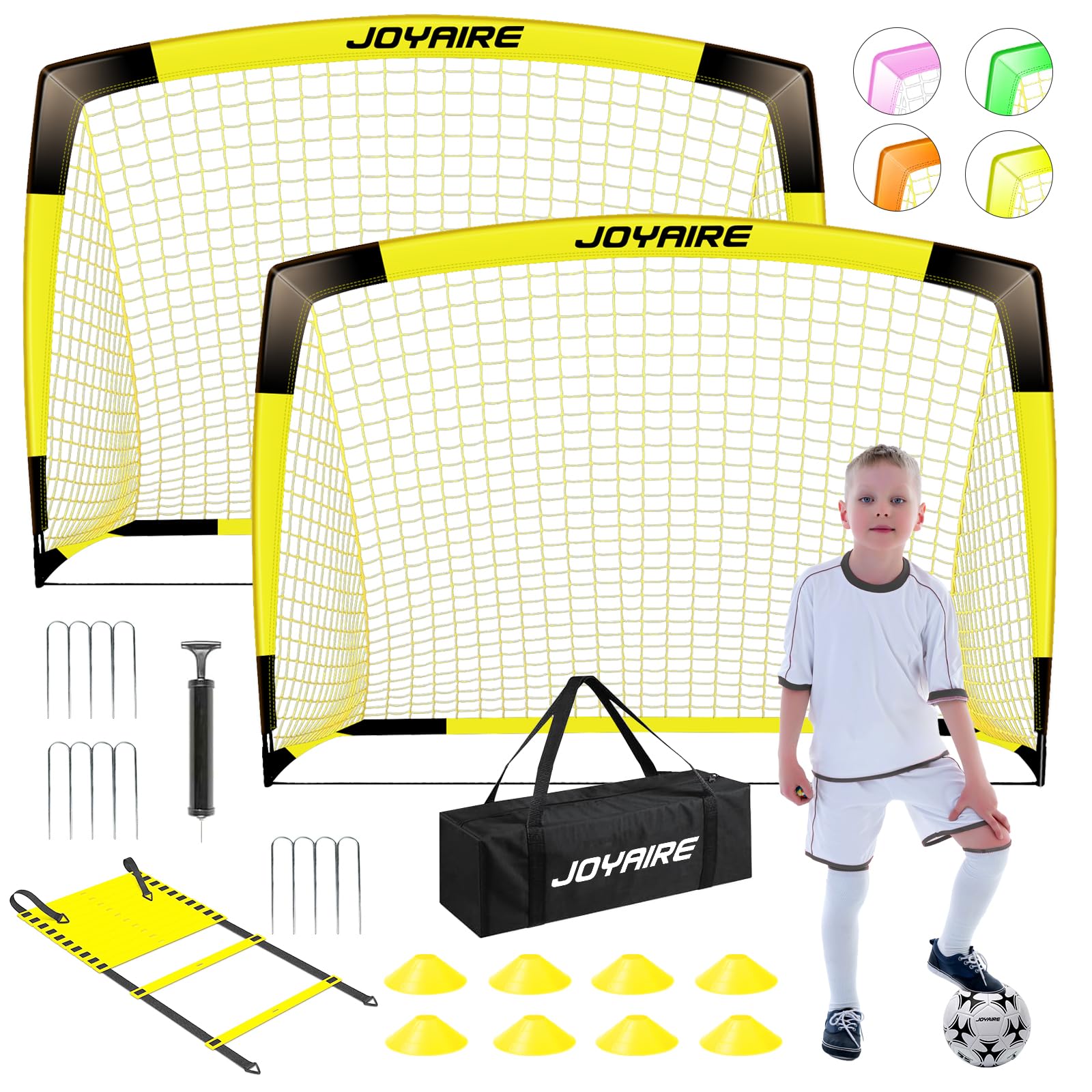 Pro-Grade Kids Backyard Soccer Goal, Tear-Resistant 5-Layer Polyester Soccer Net & 10mm Poles for Maximum Durability, 4x3ft/6x4ft/7x5ft, Portable Pop
