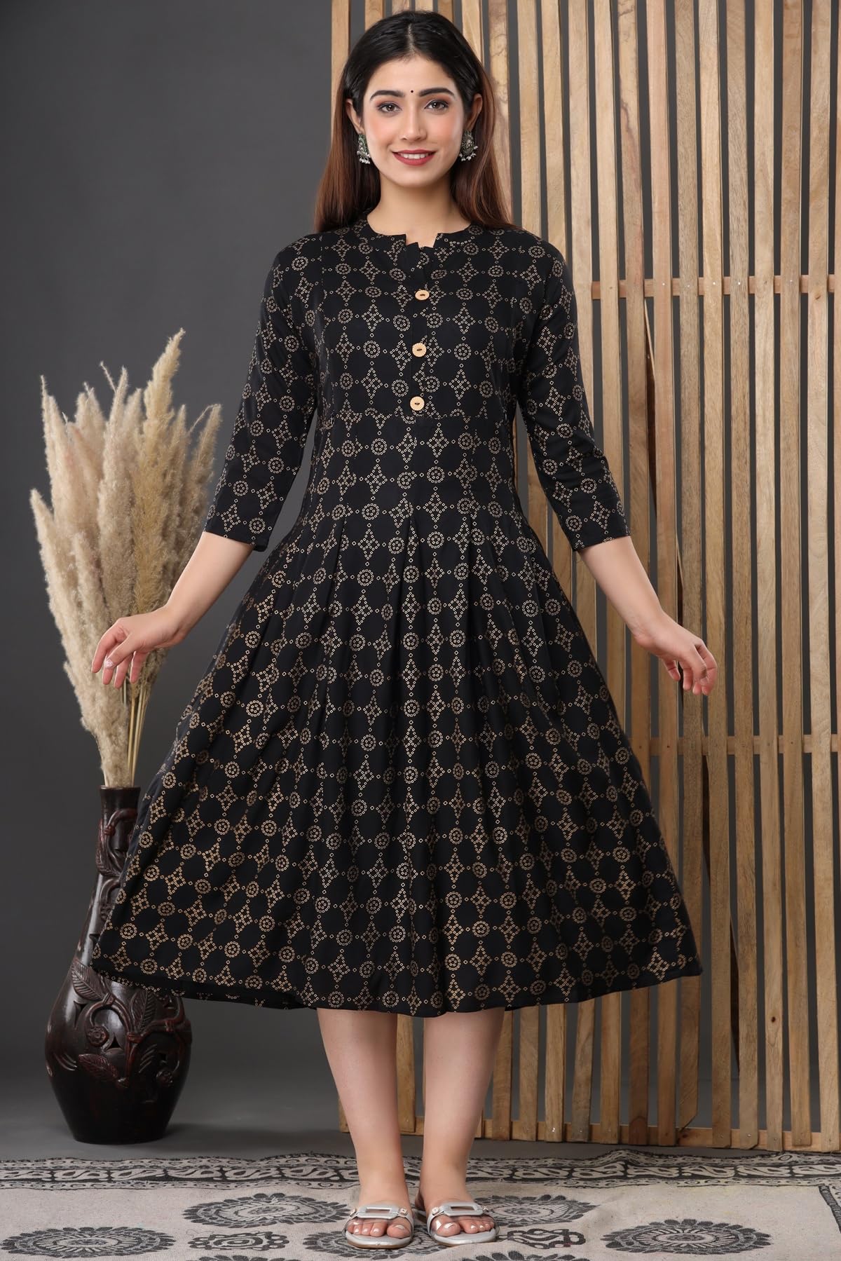 Rishabh Creation Women's Cotton Floral Printed Maternity Dress Kurti with Feeding Zipper 1