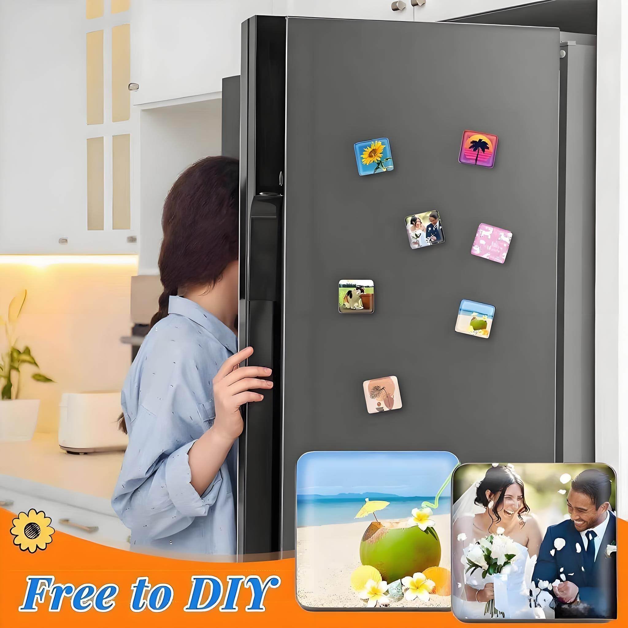 50 * 50mm DIY Photo Magnet Maker, kwadratowy magnes na lodówkę ze zdjęciem, z obcinaczem do papieru i 100 elementami, odpowiedni do zdjęć i naklejek na lodówkę