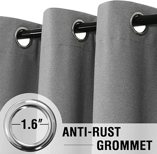 Miniatura 3 de H.VERSAILTEX - Cortinas 100% opacas con aislamiento térmico, texturizadas, de lino, con bloqueo de calor y luz completa, psala de estar y