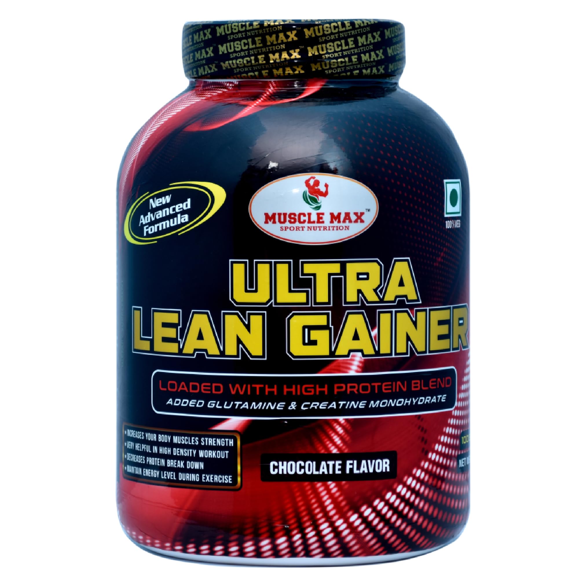 Muscle Max Ultra Lean Gainer Loaded with High Protein Blend with Glutamine and Creatine Monohydrate 3kg Weight 100 Serving Per Container (Vanilla)