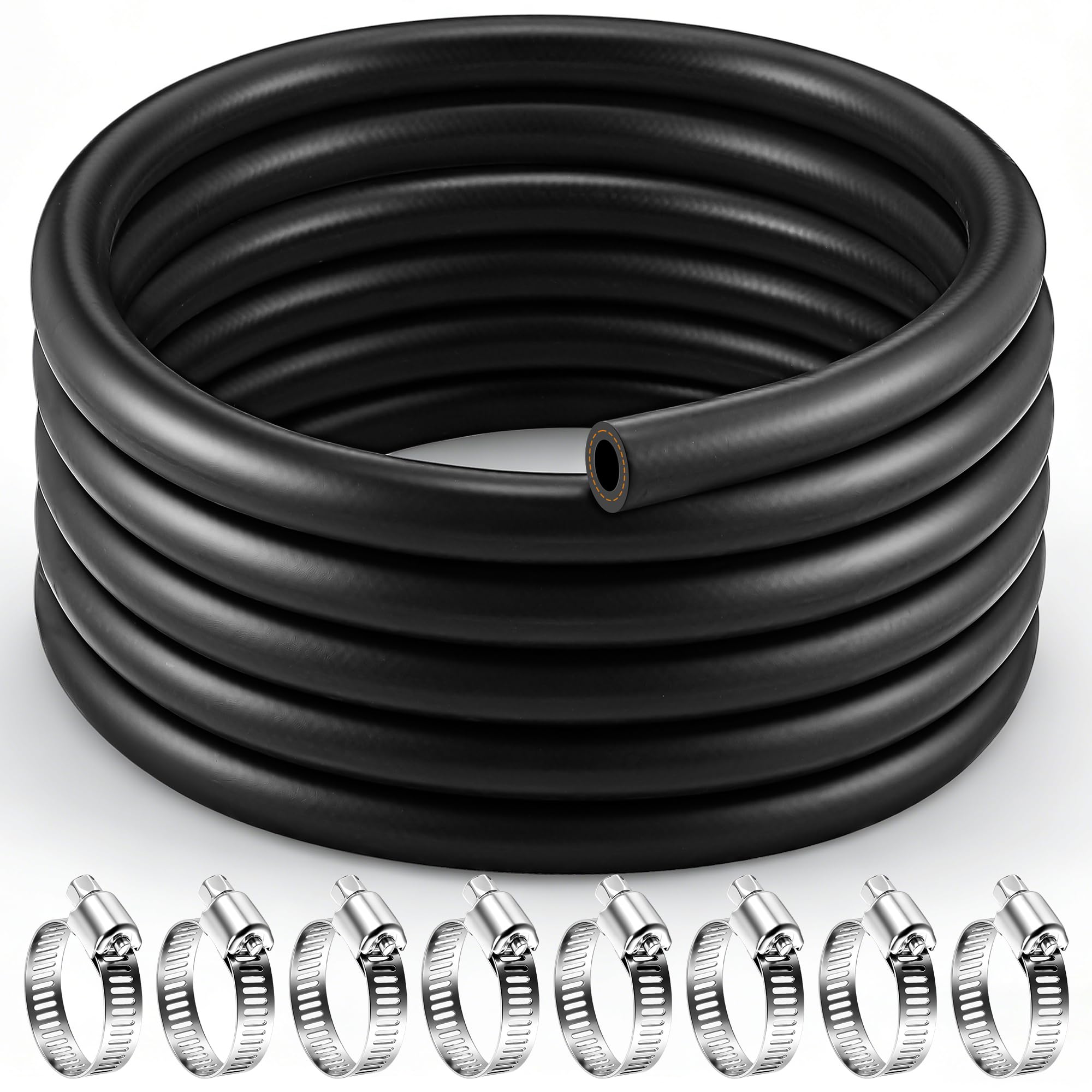 20FT 3/4" Heater Hose with 8 Clamps, EPDM Rubber Coolant Radiator Hose