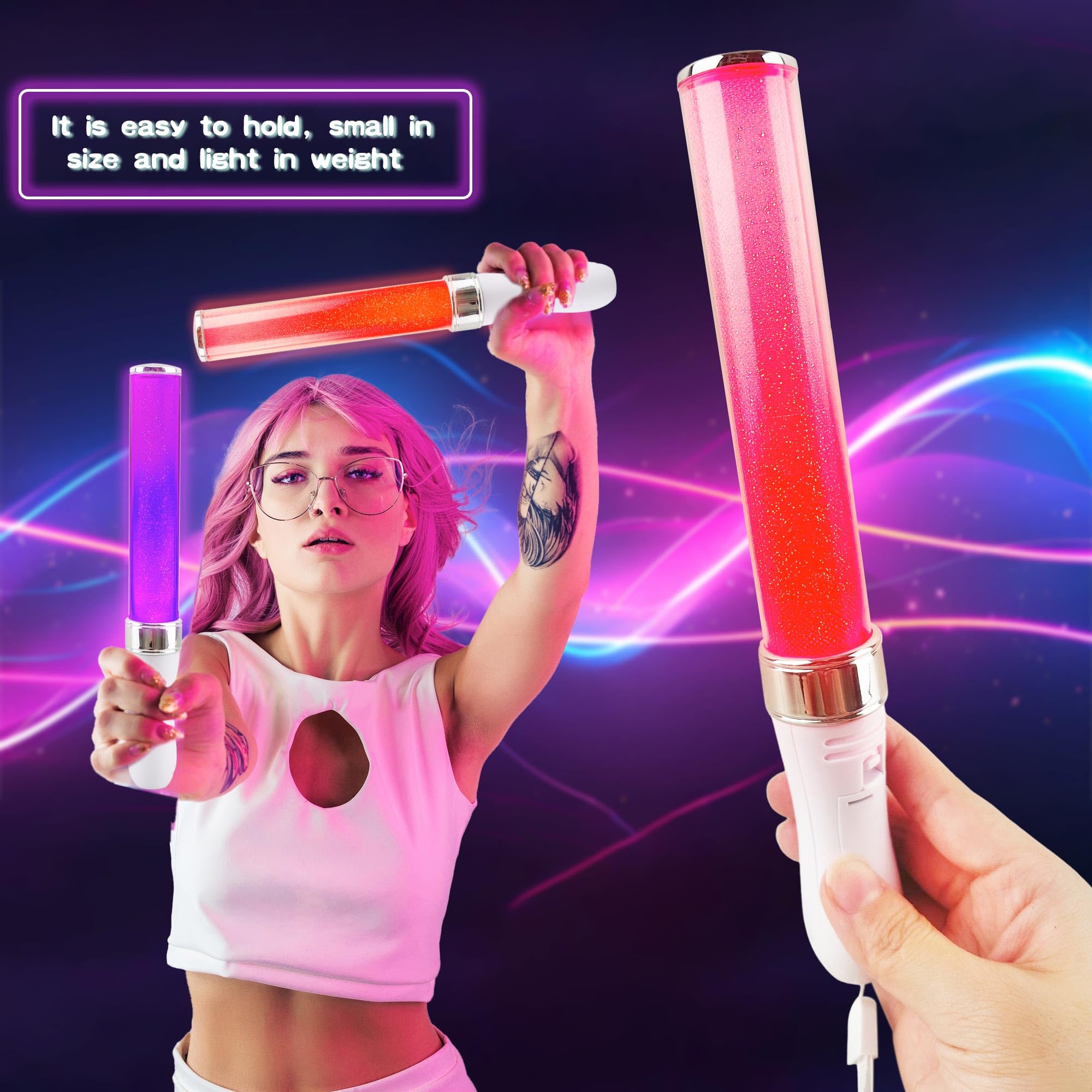 LED-Konzert-Lichtstäbe, 15 Farben, wechselnd, mehrfarbig, blinkend, leuchtet im Dunkeln, für Hochzeit, Club, Karneval, Party, Geburtstag, Konzerte, Gastgeschenke, 3 Stück