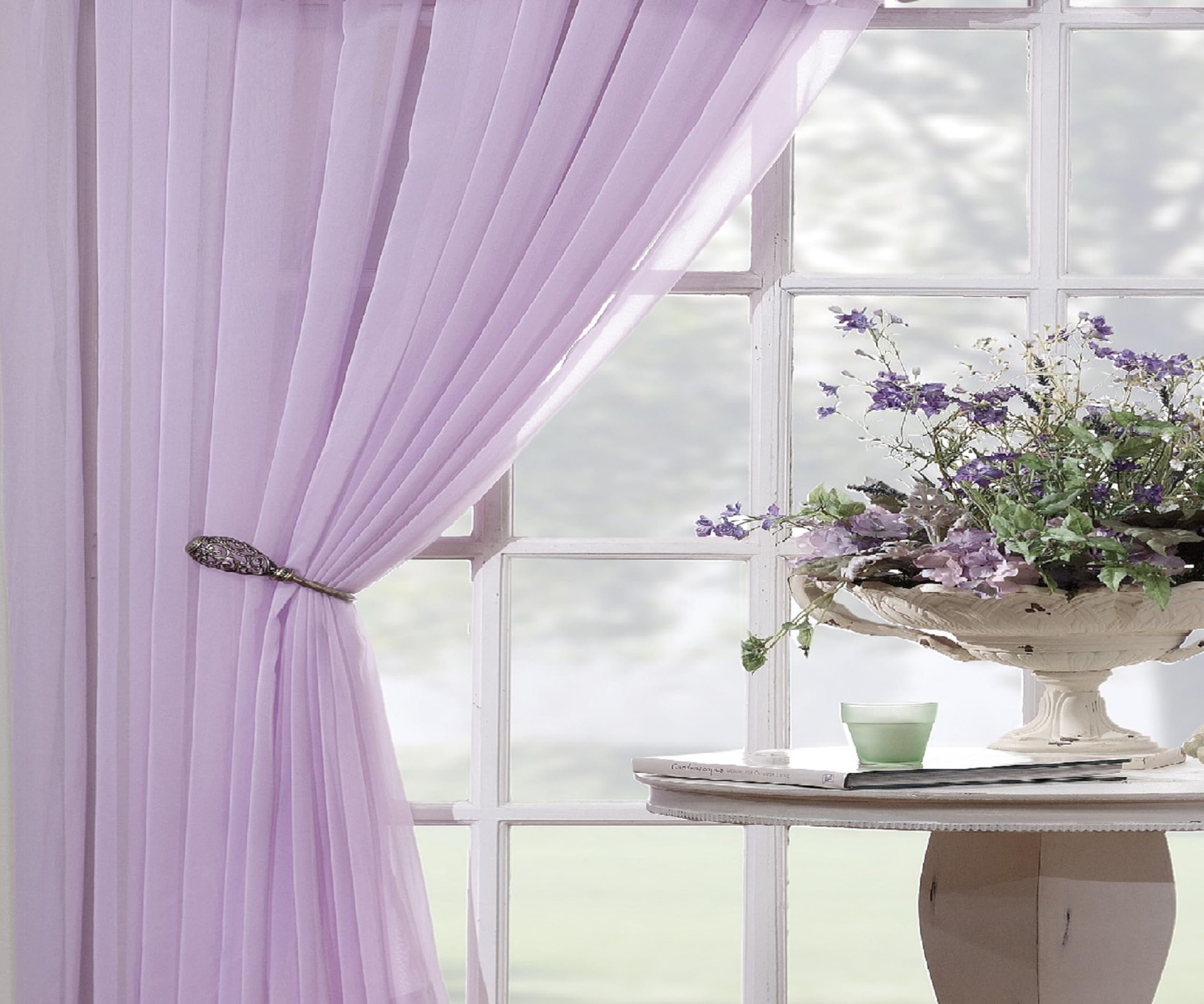 Today's Curtain Emelia Original Voile Panel 120", Lilac, 60" W x 120" L
