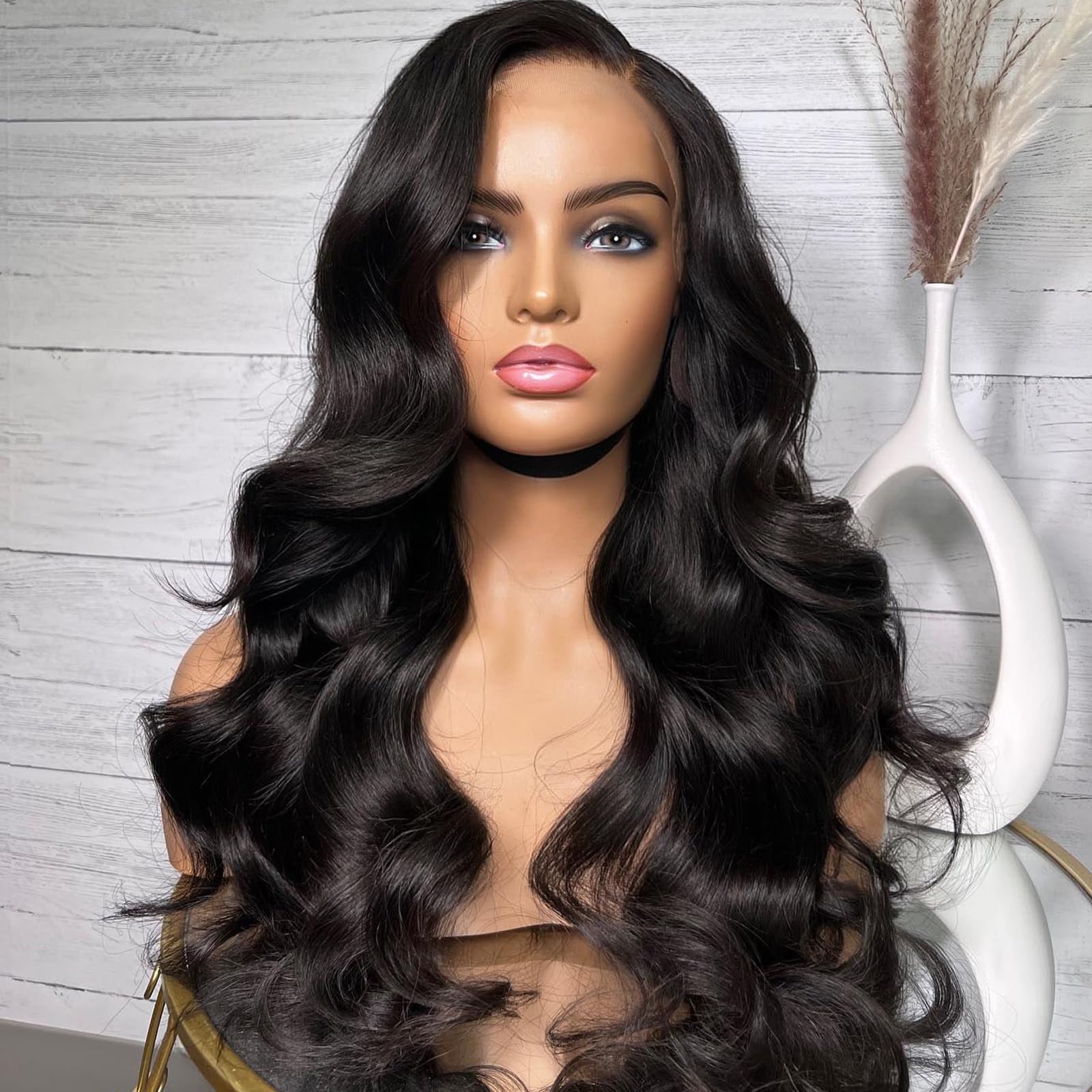 BEEOS 5x5 SKINLIKE Real HD Lace Closure Wig, 250% Density Body Wave Human Hair 0.1mm Ultra-thin Invisible HD Lace Pre-Plucked Bleached Knots 28 Inch