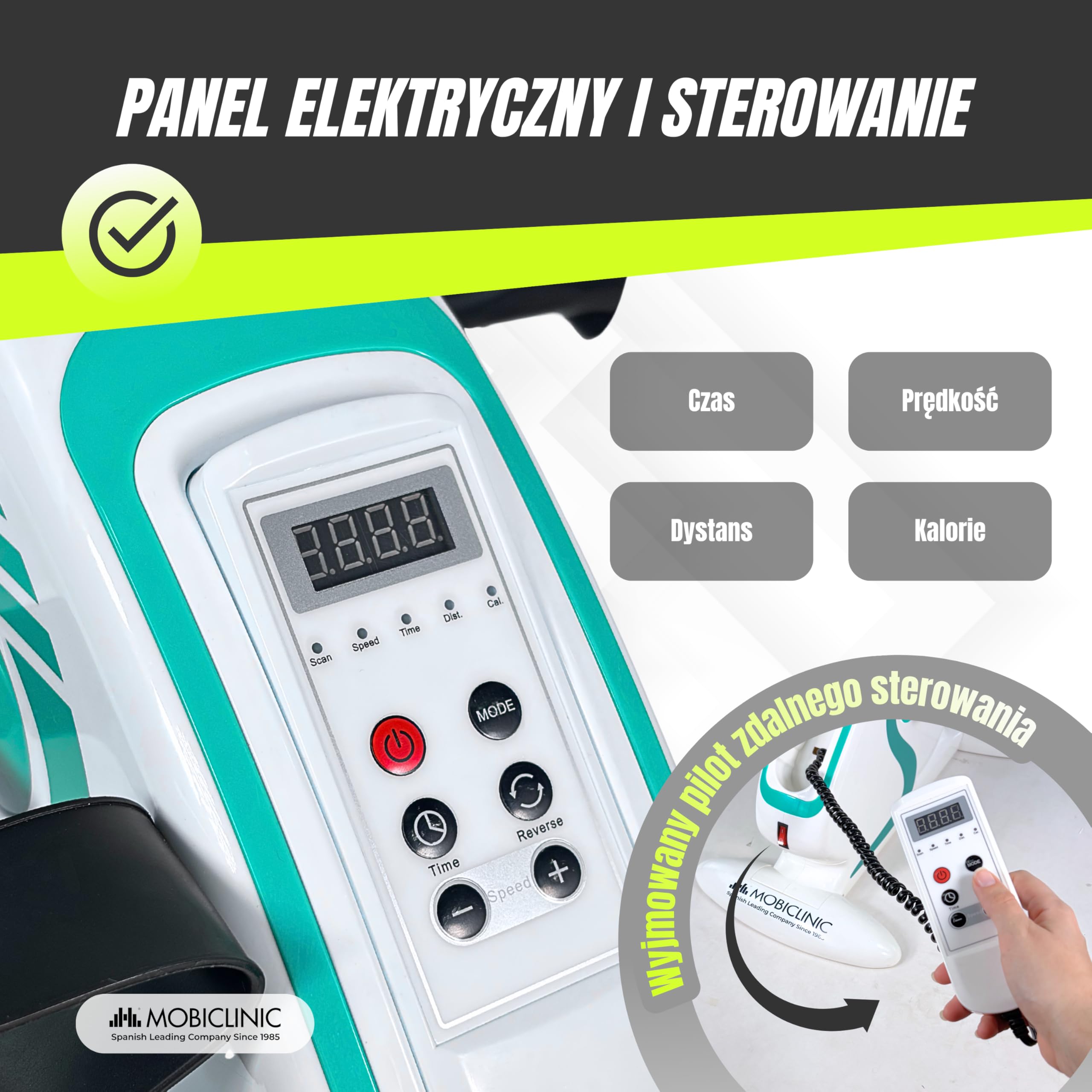 Mobiclinic®,Mini Rowerek Rehabilitacyjny, 12 Poziomów Prędkości, Wspomaganie Pedałowania, Dwukierunkowy, Wyświetlacz Wielofunkcyjny, Timer, do Nóg i Rąk, Mini Rower, Pista