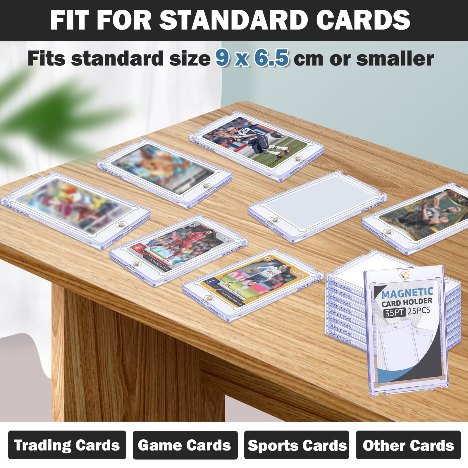 Lot de 25 porte-cartes magnétiques 35PT - Pour cartes à collectionner - Pour cartes standard, Yugioh, sport, baseball