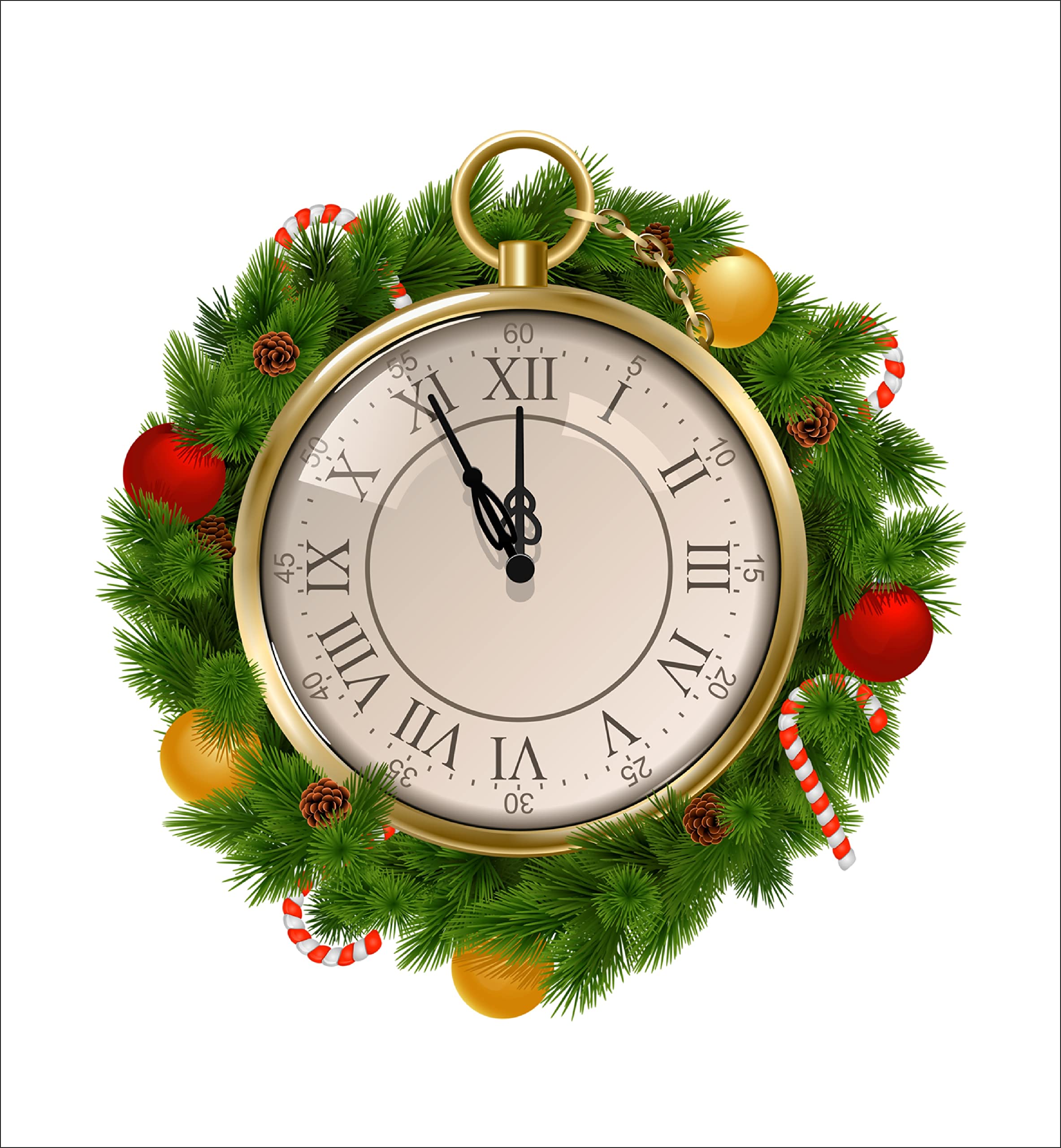 DreamKraft PVC Vinyl Decorative Christmas Clock Wall Sticker Christmas Decor Clock for Home, Office (50X50 CM)
