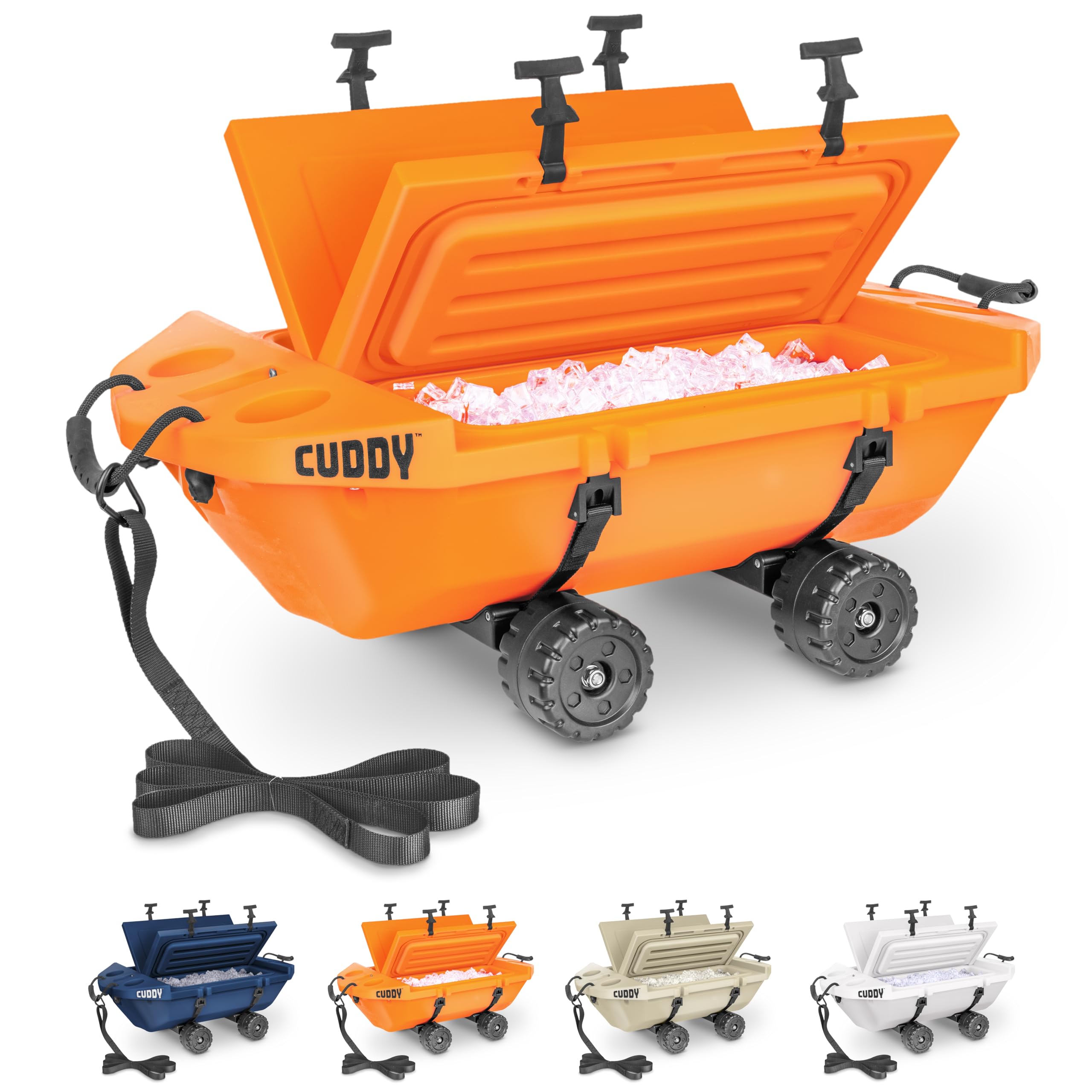 CUDDY Crawler Cooler with Wheels – 40 QT Amphibious Floating Cooler and Dry Storage Vessel – Orange, Navy, Tan, or White