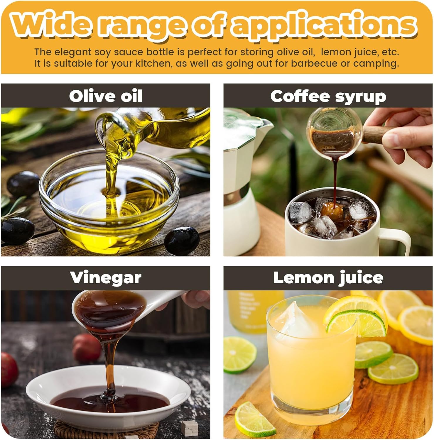 2 Pack Soy Sauce Dispenser with No-Drip Spout, Glass Oil and Vinegar Dispenser Bottle Set, Olive Oil Cruet with Dust Cap for Kitchen Cooking, 5.1oz - Image 6