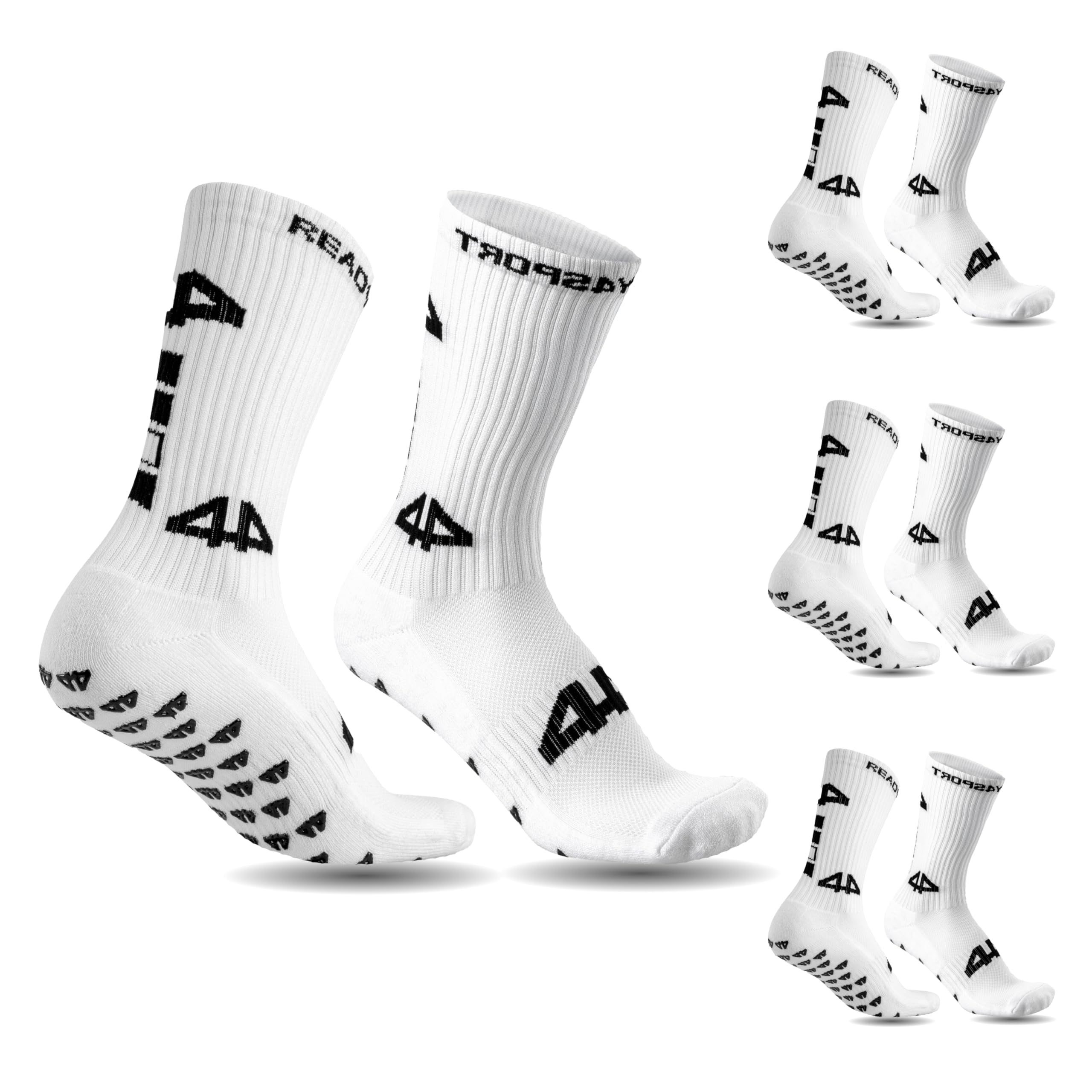 PASTE Grip Socken Fußball 3er Pack Weiß – Ready for Sport - Rutschfest & atmungsaktiv – Onesize für Herren & Damen – Fußballsocken mit Anti-Rutsch-Noppen – Football Socks – Fußballsocken