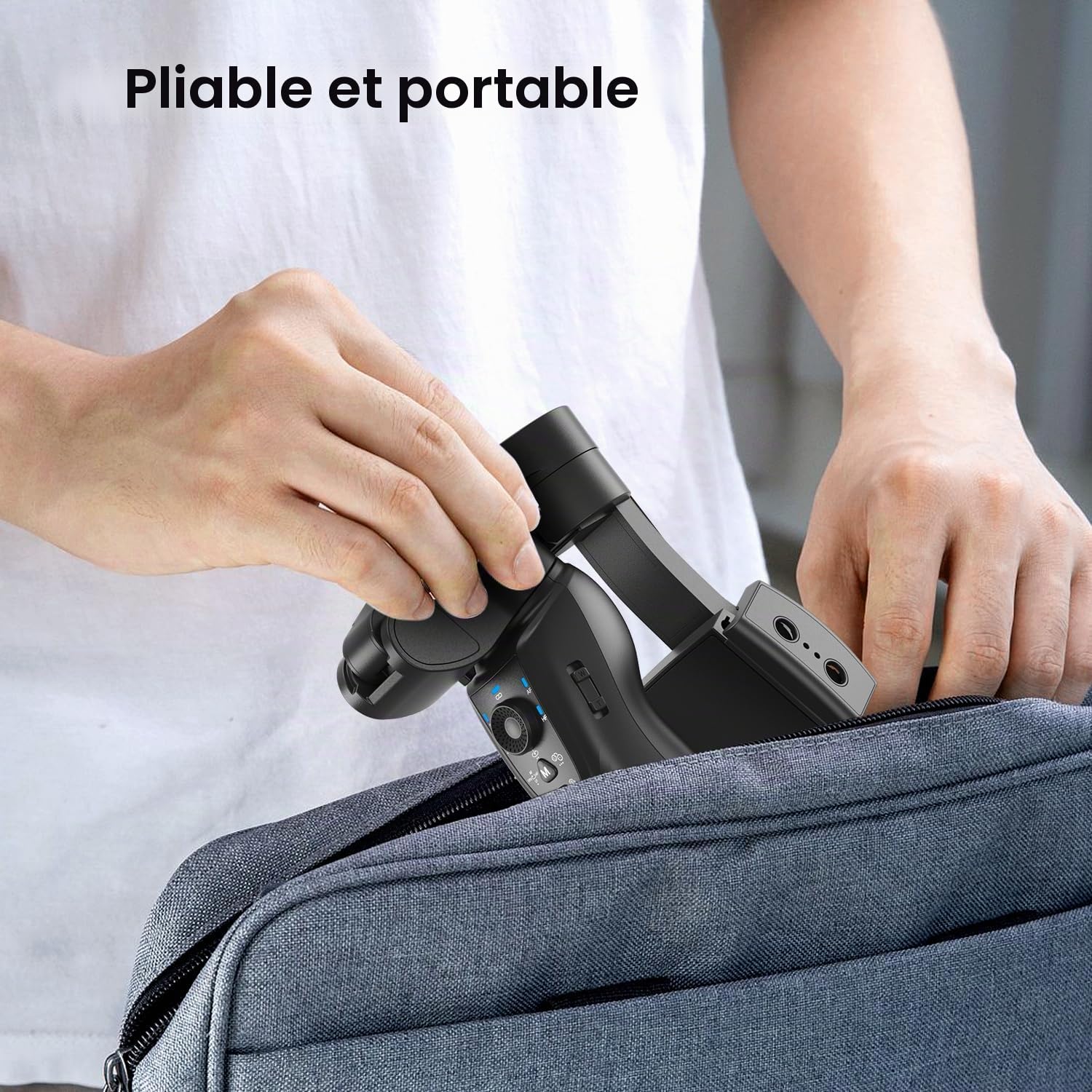 Stabilisateur Smartphone,AI Face Tracking 7.0,Gimbal Stabilisation 3 Axes,Contrôle Gestuel,Lumière Remplissage,Pliable&Portable pour Android/iPhone Vidéo,Vlogging,Youtube,TikTok