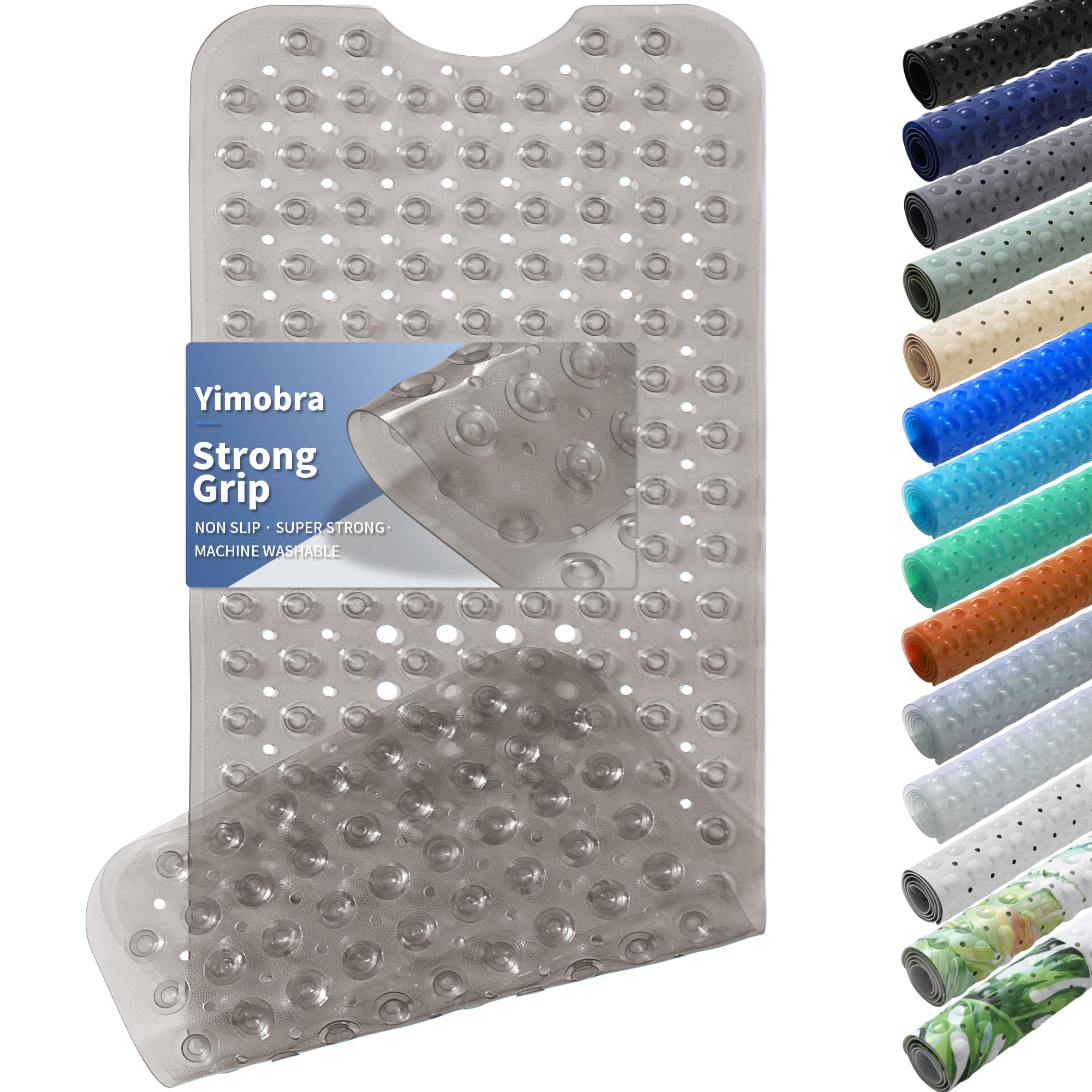 Yimobra Badewannenmatte, Extra Lang Badematte für Wanne 100 x 40 cm Anti-Rutsch mit Abflusslöchern, Saugnäpfen, Phthalatfrei, Latexfrei, BPA-frei und Maschinenwaschbar