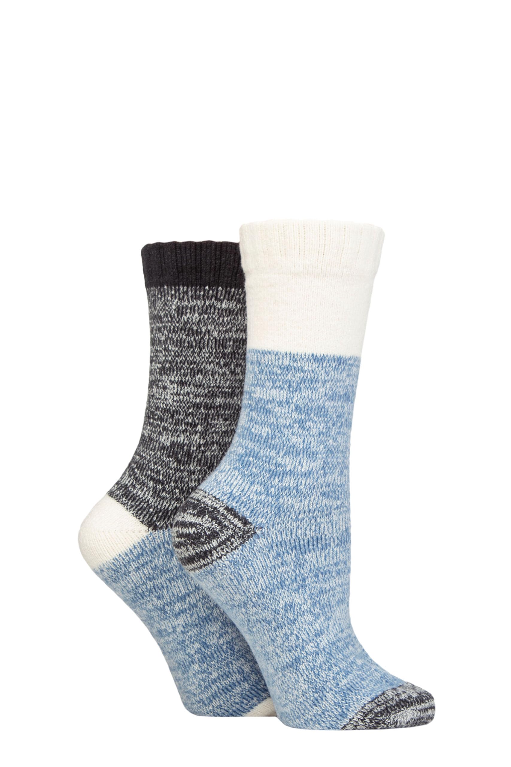 SockShop Ladies Soft Boot Socks -Cosy Socks for the Outdoors, Walking, Hiking & Trekking in a Multipack of 2 Pairs Size 4-8 (4-8, Moonlight Blue)