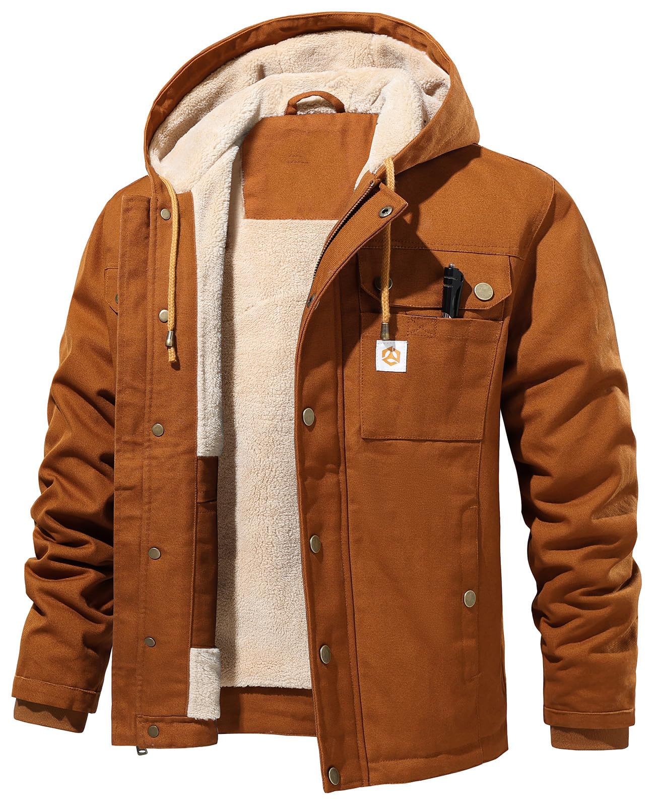 NAVEKULL Sherpa-Lined Canvas Work Jacket