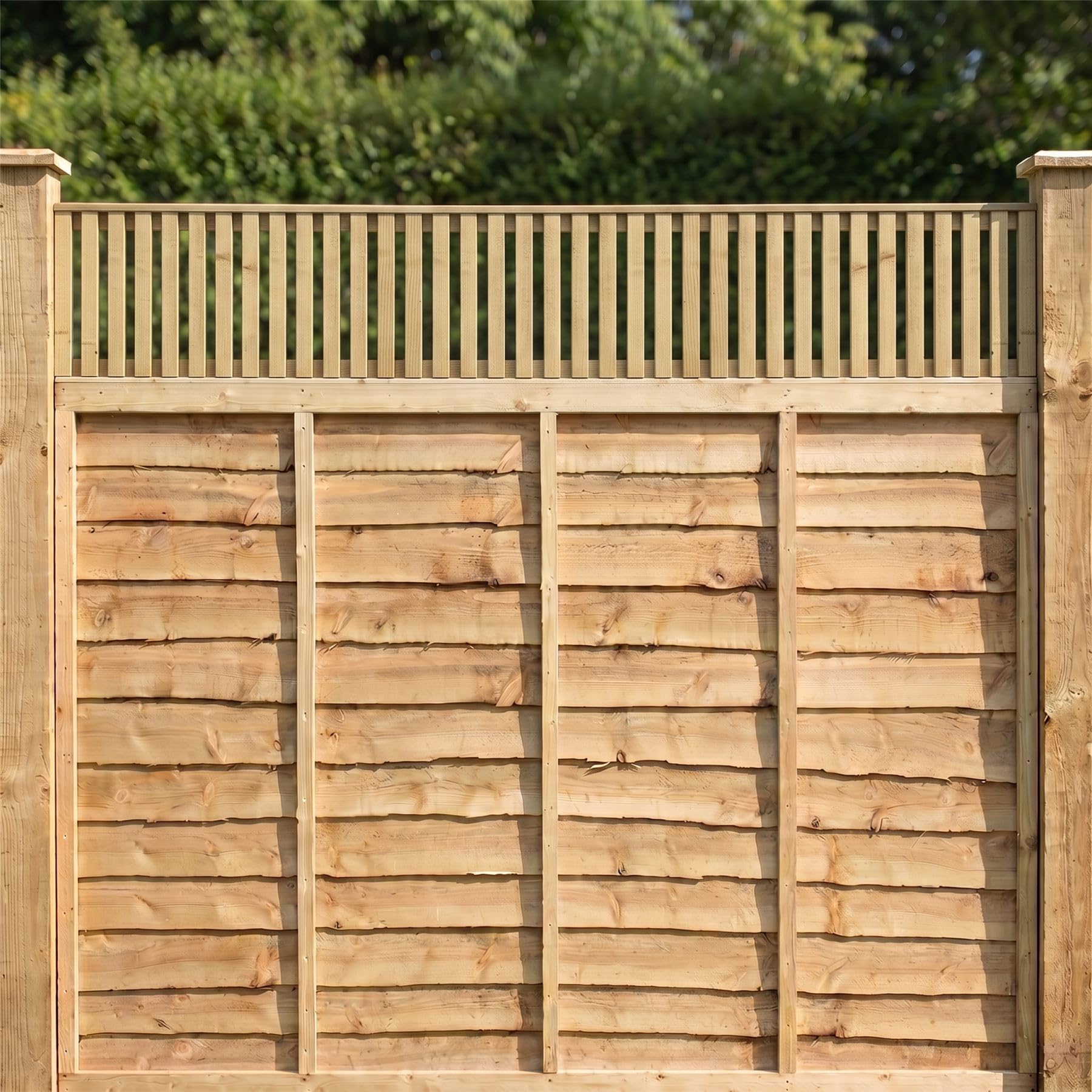 Fence Panel Topper 6ft x 1ft Tuscany Slatted Garden Trellis Wooden 5pk