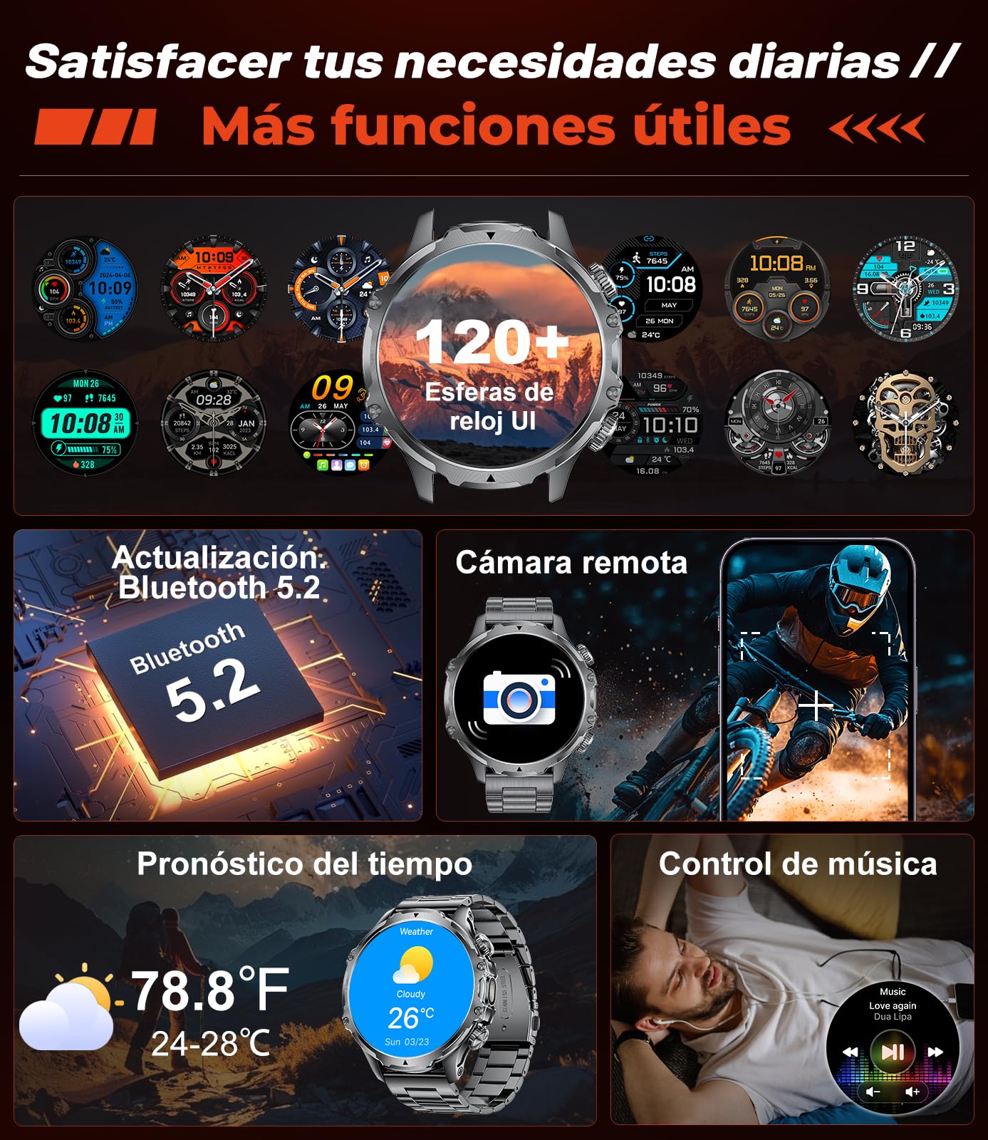 LIGE Reloj Inteligente Hombre Militar con Llamadas,800 mAh Smartwatch Hombre con 1,85" HD/5ATM Impermeable/LED Linterna/110+ Modos Deportivos/SpO2/Pulsómetro/Sueño/Pulsera Actividad Android iOS