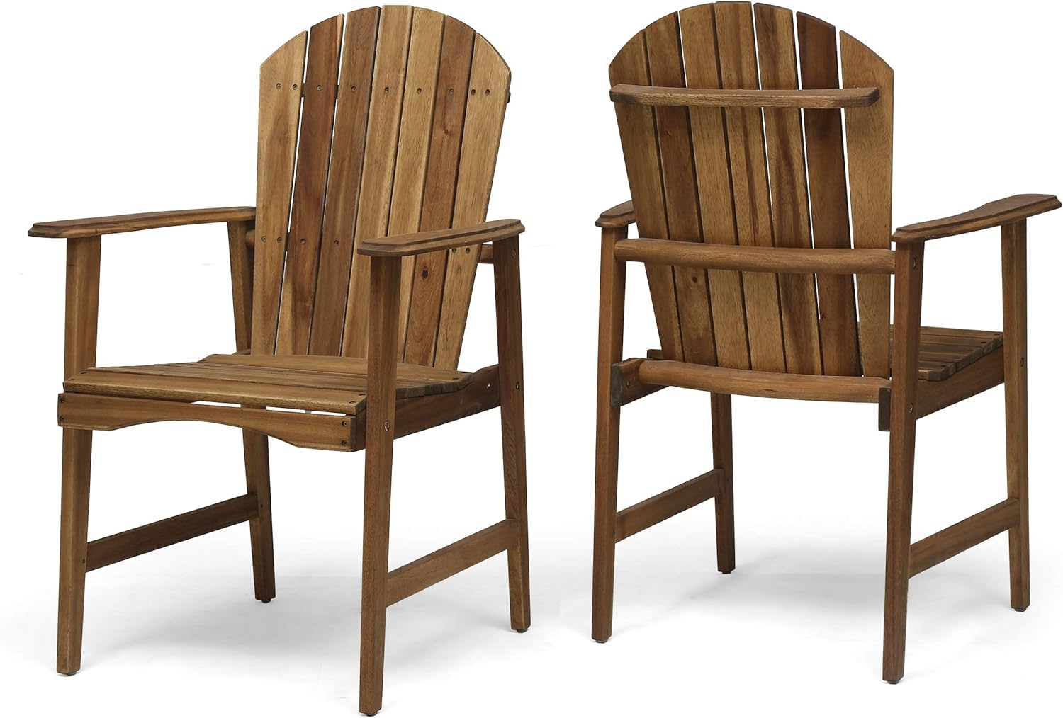 Easter Outdoor Weather Resistant Acacia Wood Adirondack Dining Chairs (Set of 2), Natural Finish