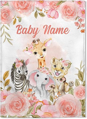 FLOCHIL Mantas de bebé personalizadas, manta de bebé personalizada con nombre para niñas, el mejor regalo para bebé, forro polar de felpa del bosque