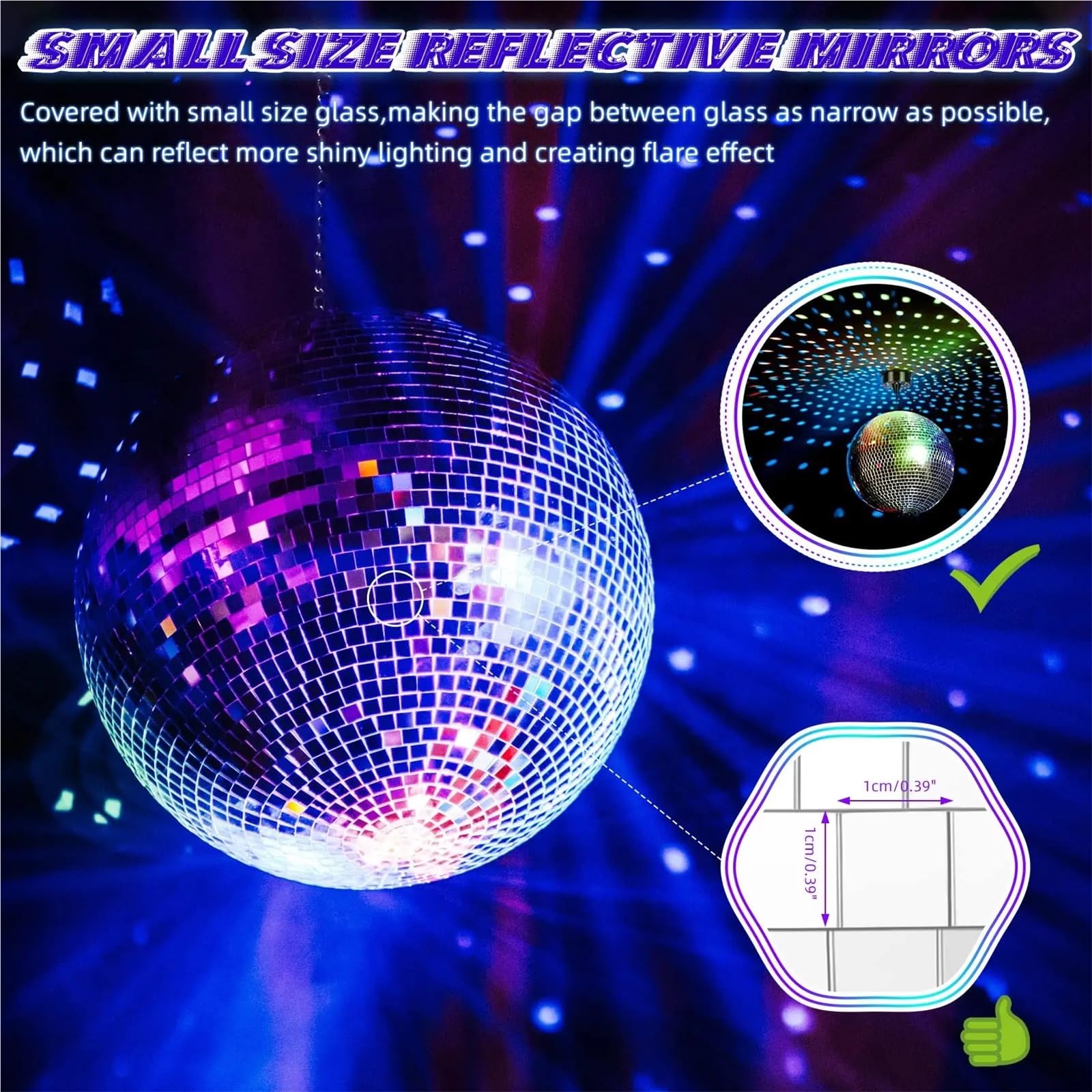 Dekoracja imprezowa lustrzanej kuli dyskotekowej, Disco Kula lustrzana srebrna 12 cali (30 cm)