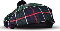 Vista 13 de Sombrero escocés Tam o Shanter Gorro escocés Tartan P.V Tartan (poliviscosa) Mezcla de lana con pompón Talla única para todos.