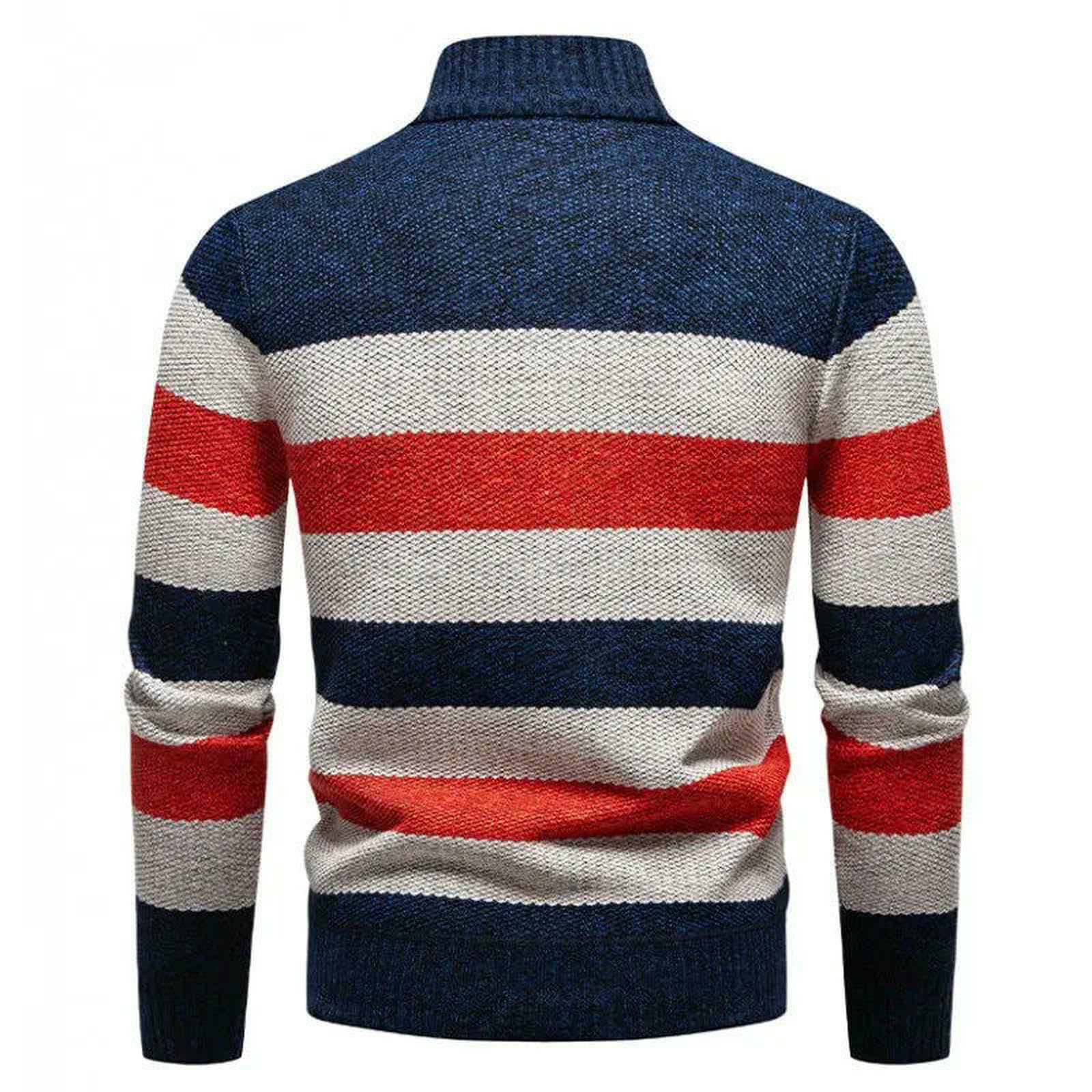 Męski ciepły pogrubiony sweter męski jesienno-zimowy trend z dzianiny na co dzień sportowy M-3xl-beżowy-xxxl