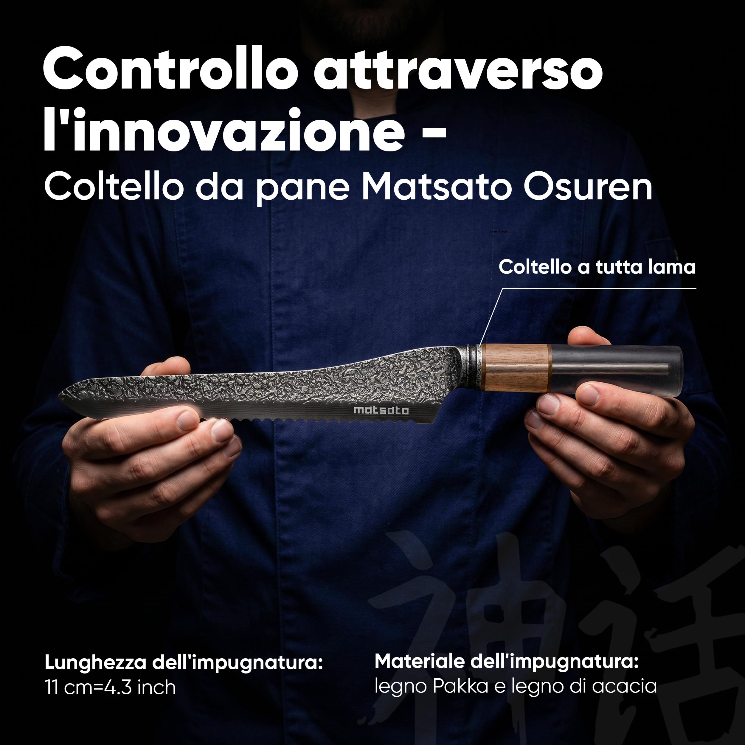 Matsato Osuren Coltello da Pane 20,6 cm, Lama Ondulata, Acciaio Giapponese