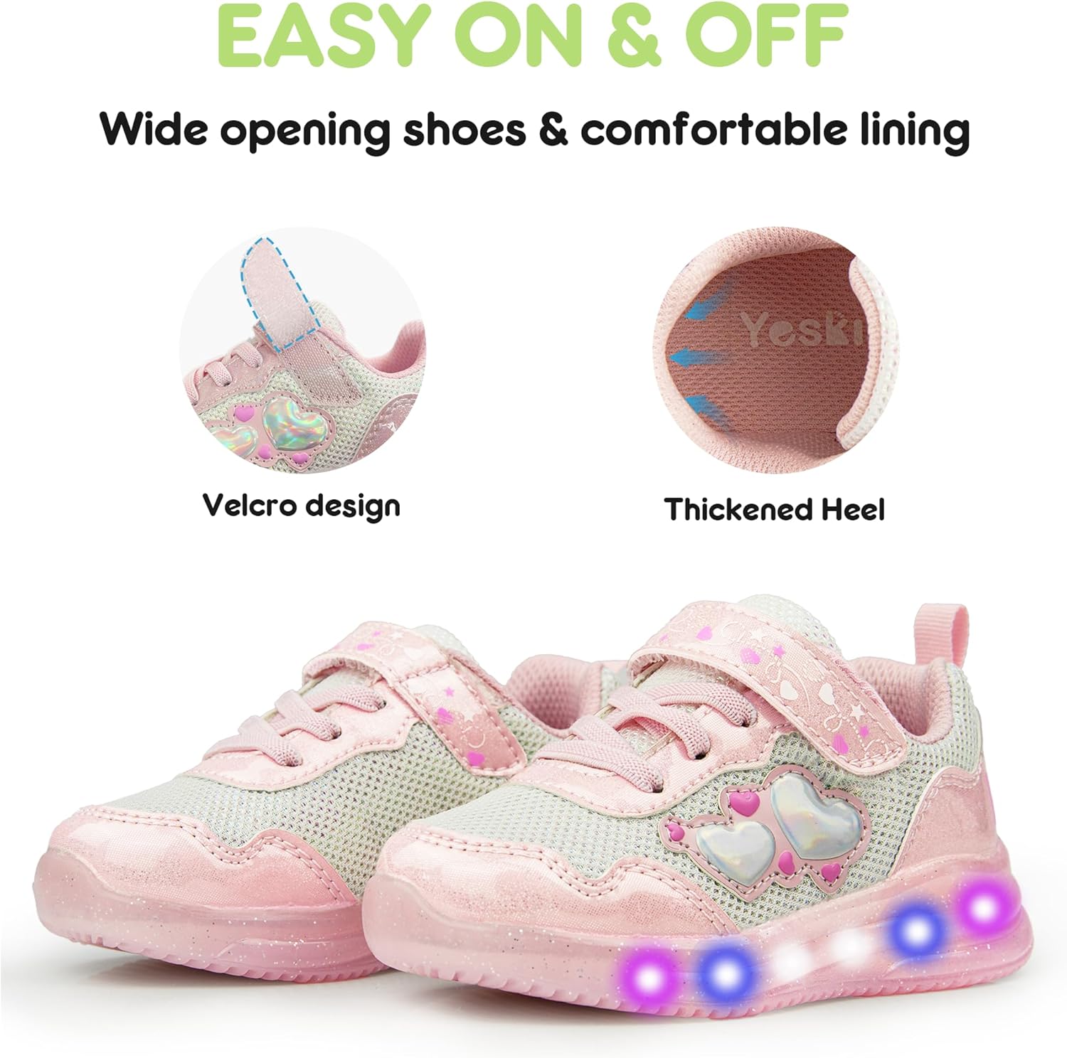 YESKIS Toddler Boys Girls Light Up Shoes LED Flashing Lightweight Mesh Breathable Adorable Running Sneakers for Toddler and Little Kid - Image 6