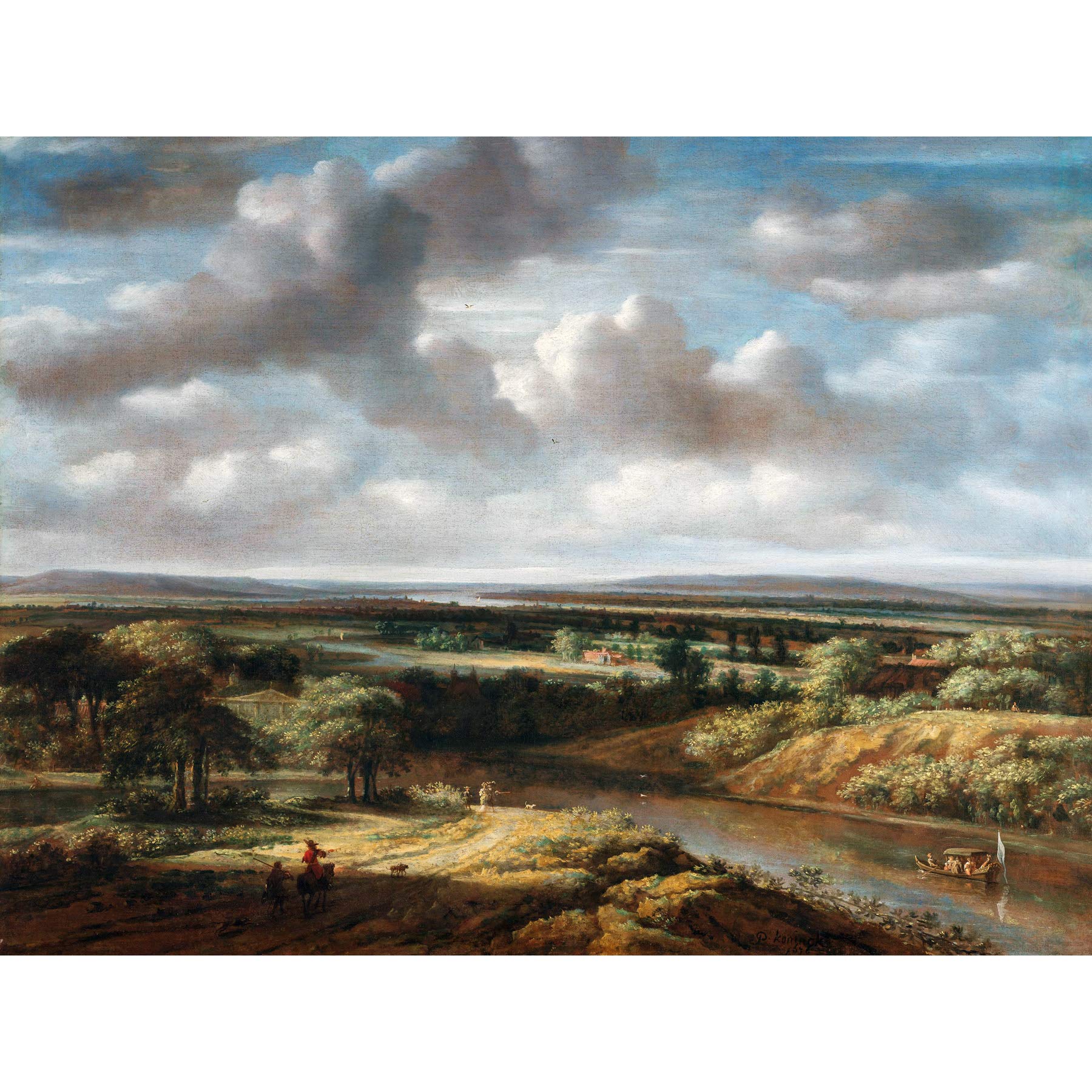 Artery8 Philips Koninck River Landscape Painting Premium Wall Art Canvas Print 18X24 Inch