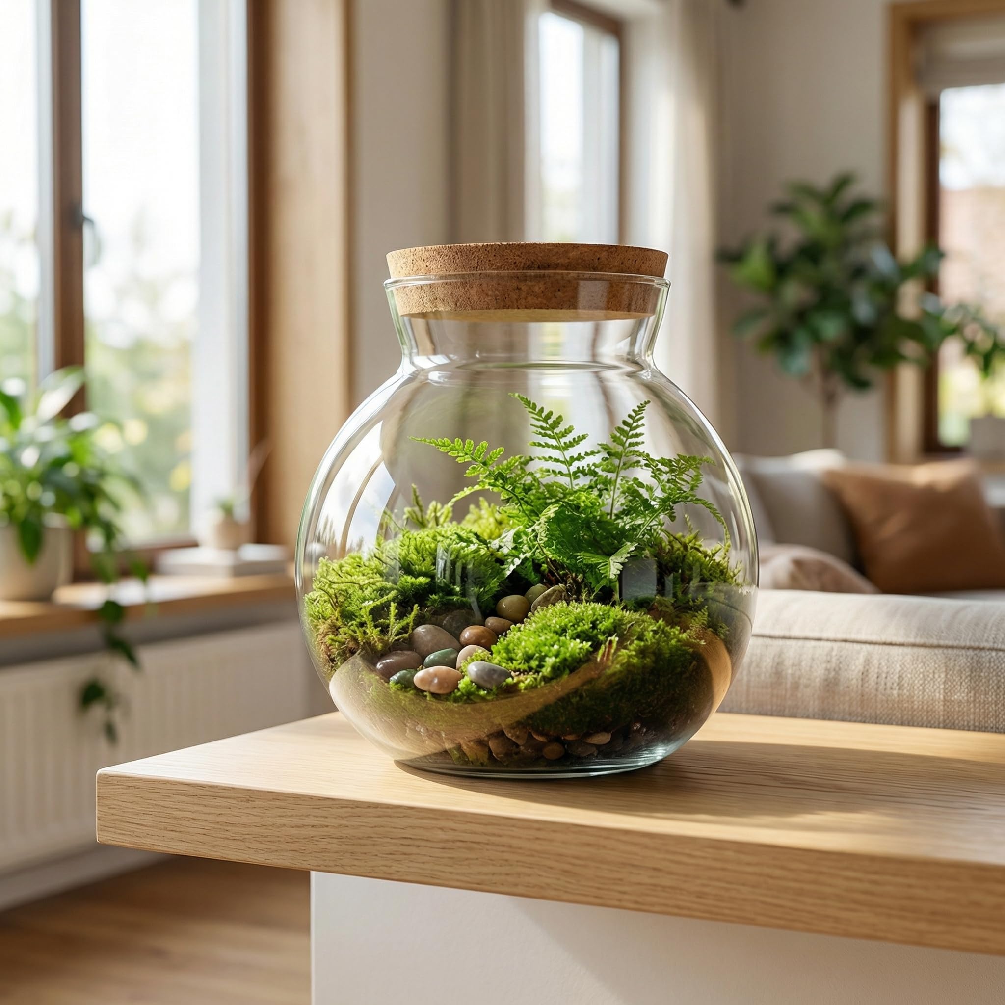 UKCOCO Bouteille en verre - Bouteille de paysage - Récipient transparent - Petit récipient de conservation - à champignons - Bocaux LED avec bouchon en liège - Vase de paysage pour