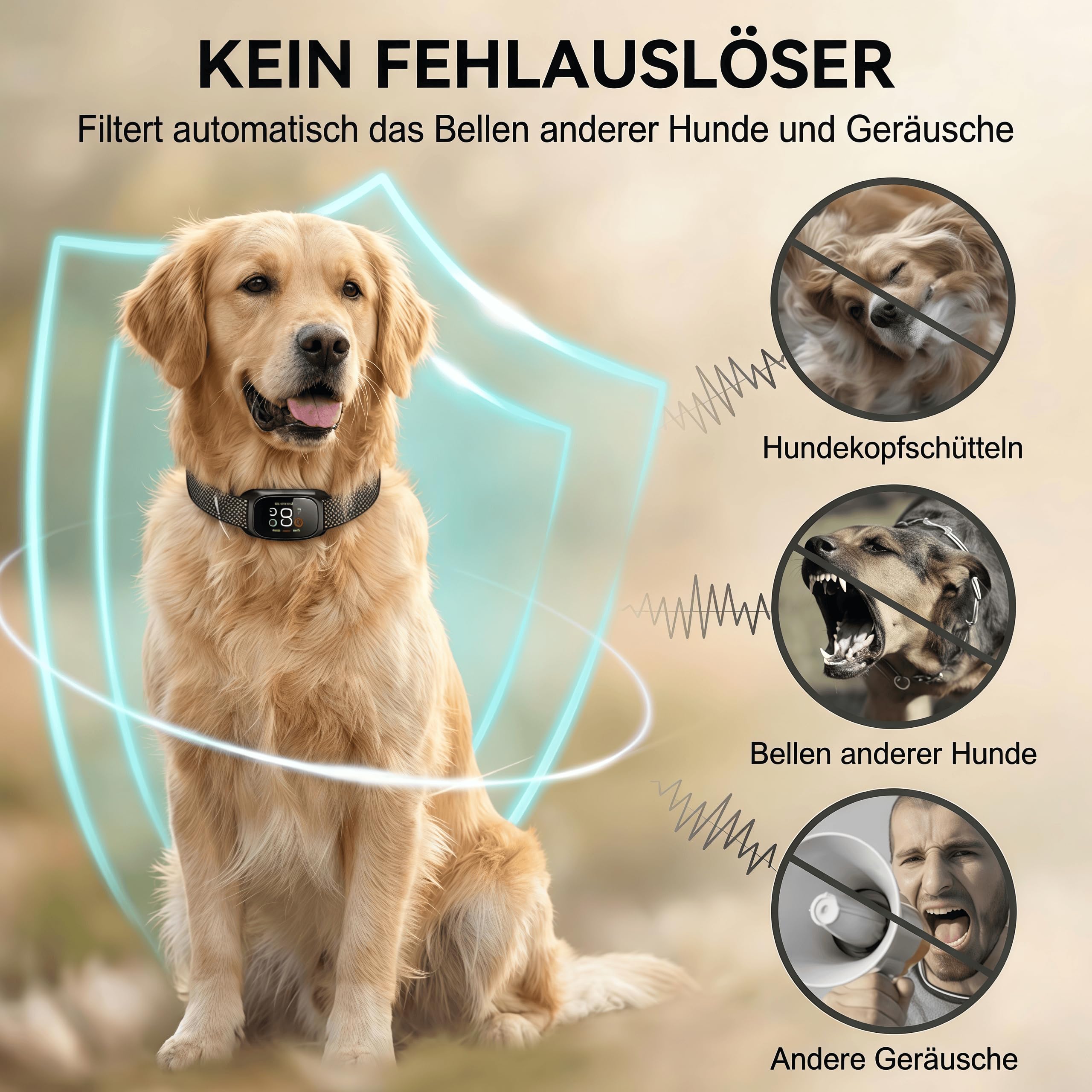 Antibellhalsband für Hunde, haustierfreundliches Trainingshalsband zur Reduzierung von übermäßigem Bellen, ideal für täglichen Gebrauch und Reisen, orange(Schwarz)