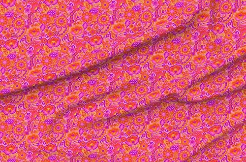 Miniatura 10 de Spoonflower Tela – Rayas psicodélicas retro vintage olas Groovy 70s tonos cálidos impresos en tela de algodón de la firma de pétalos por The Yard –
