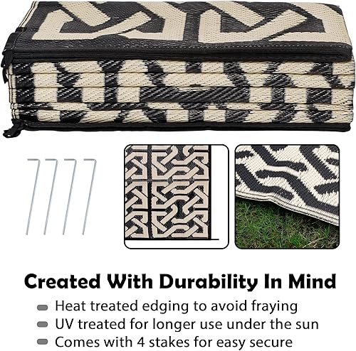 Miniatura 65 de SAND MINE Alfombras reversibles, alfombra de paja de plástico, alfombra de área moderna, alfombra de pavimento grande y alfombra para exteriores