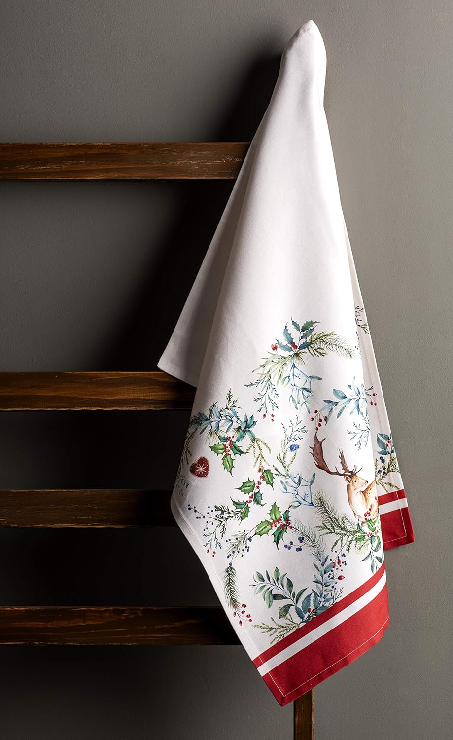 Maison d' Hermine Kitchen Towels Set of 3 100% Cotton 20" x 27.5" Reusable Cloth Tea Dish Towels Absorbent with Hanging Loop for Kitchen Dining Thanksgiving Christmas Decorations (Holly Time) - Image 7