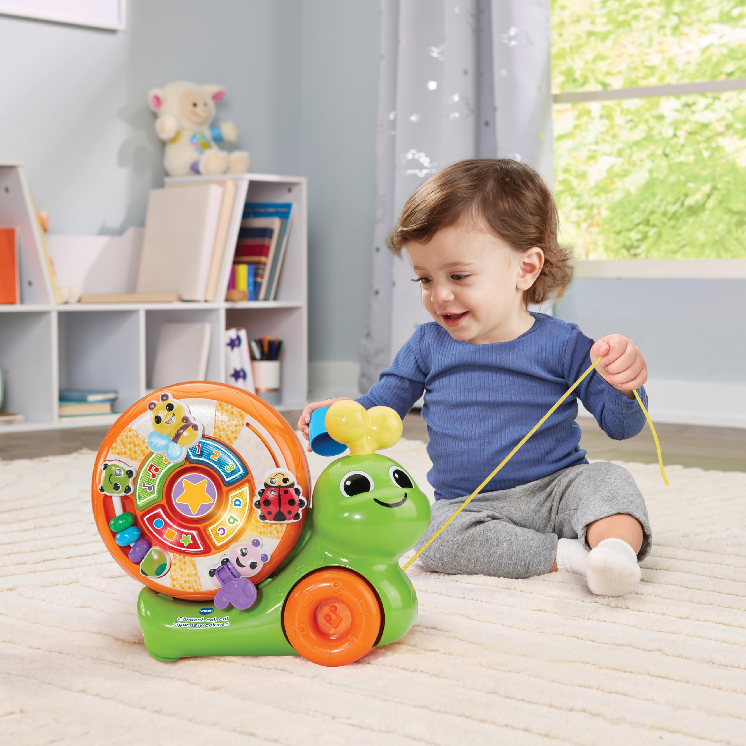 VTech-Baby Caracol Col Col Música y Animales, Juguete de Arrastre, Caracol Interactivo, Juegos para Encajar, Coordinación Ojo-Mano, Regalo niños 1 año, Versión ESP
