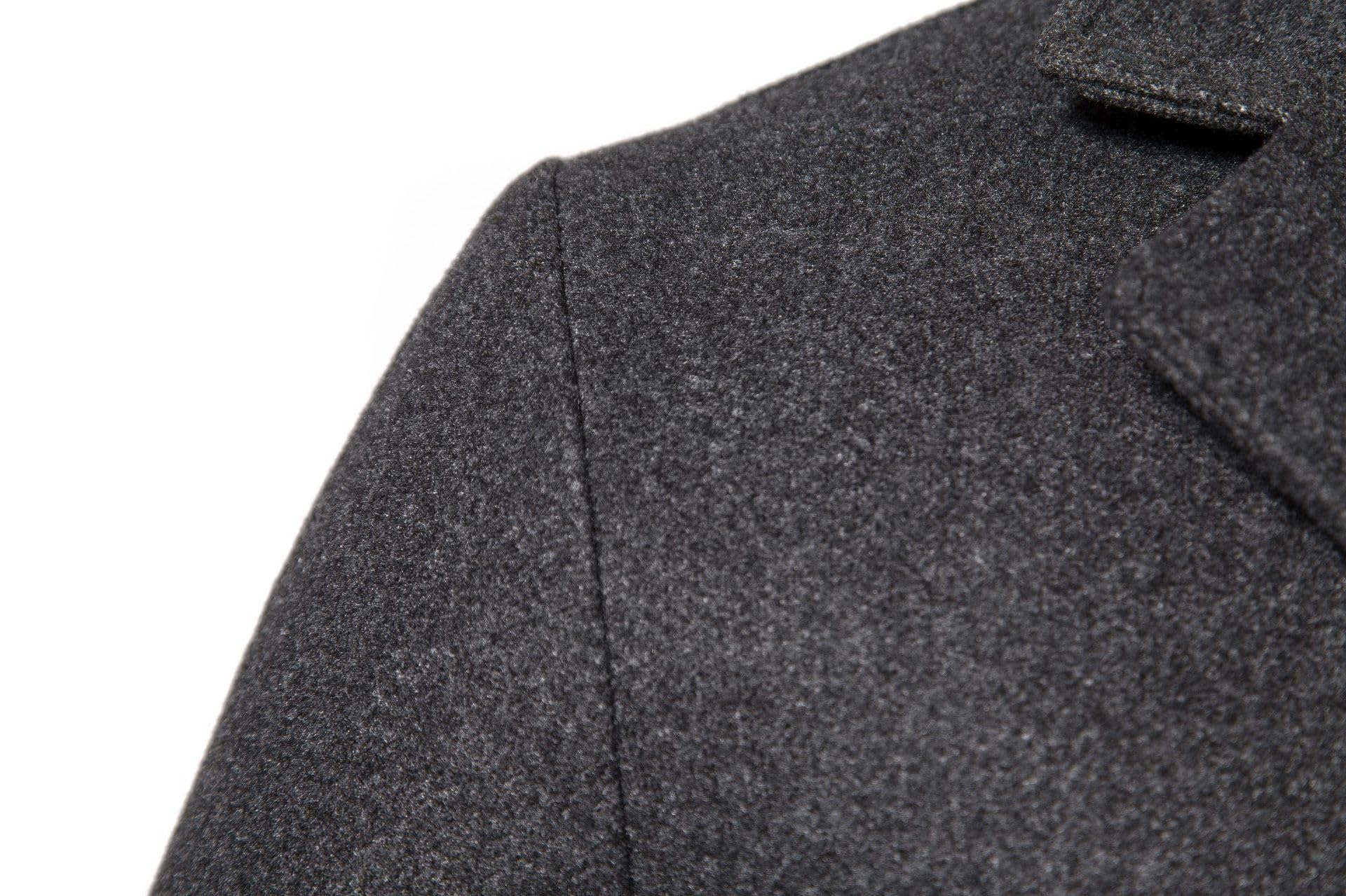 Generico Trench Lungo Da Uomo, Caldo Trench Invernale, Lunghezza Monopetto, Lungo Cappotto Da Pisello Con Tasche, Spesso, Casual Da Lavoro, Elegante, Vestibilità Slim, Classico, Soprabito