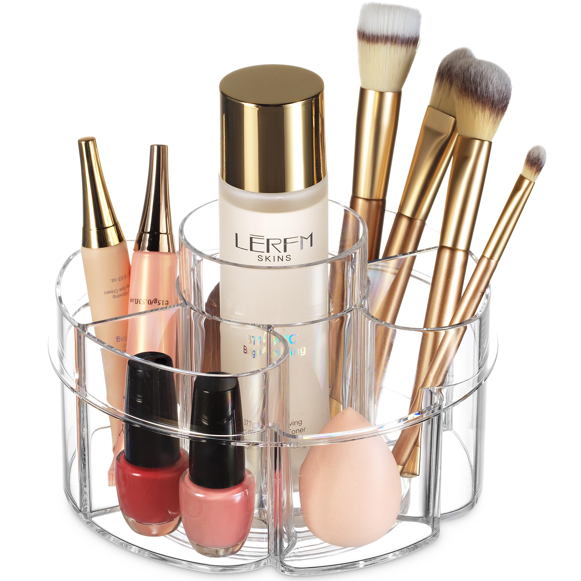 Small Rotating Makeup Organizer Mini Cosmetic Storage, Spinning Round Clear