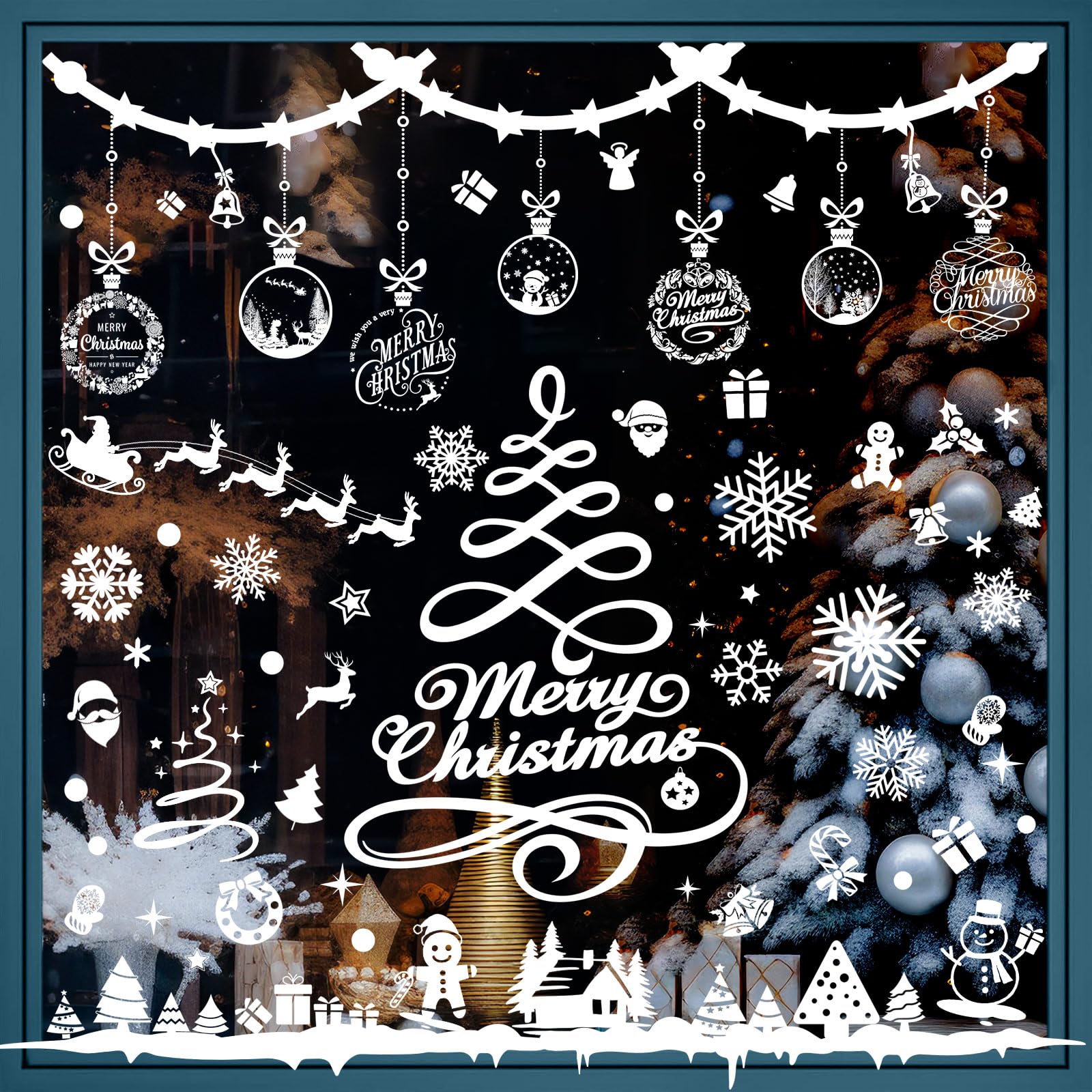 Pegatinas Navidad Ventanas Cristal, 244 Pegatinas de Navidad para Cristales Ventanas Puertas Vinilos Navidad Copos de Nieve Adornos Navidad Casa Interior, PVC Pegatinas Navidad Ventanas Feliz Aavidad