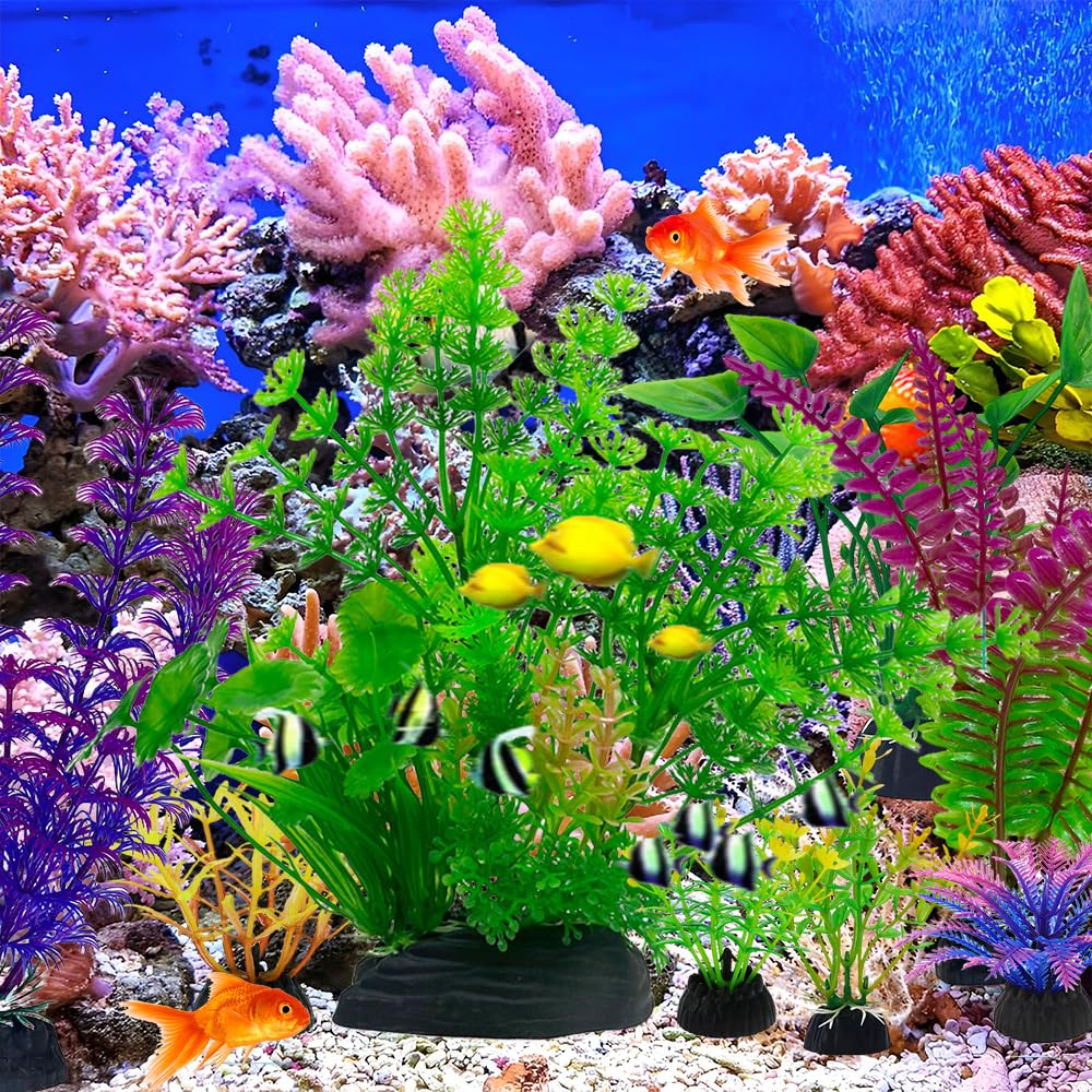 ZJRung 26 Stck Aquarium Pflanzen Deko Knstliche Wasserpflanzen Bunte Kunstpflanzen  Aquarium Dekor: Amazon.de: Haustier